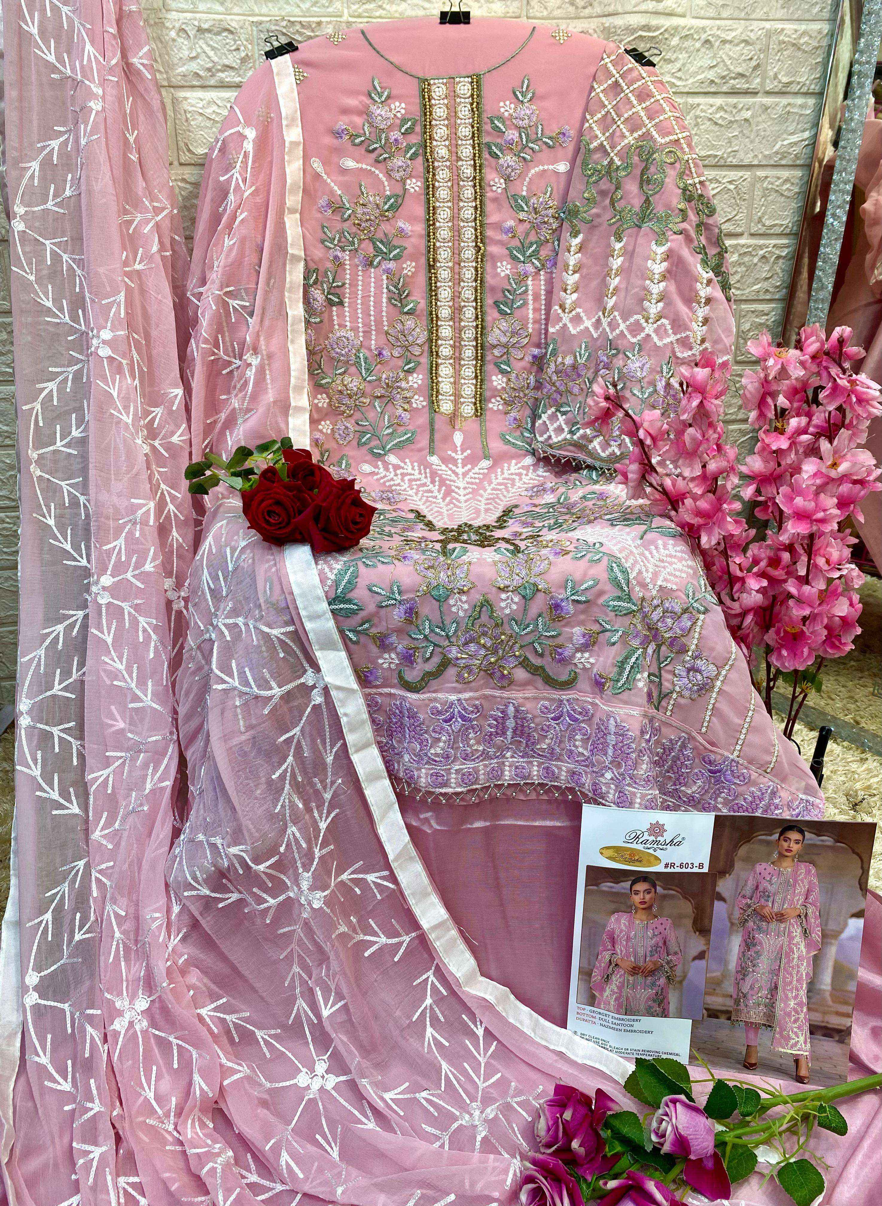 Ramsha R 603 Nx Georgette Dress Material 4 pcs Catalogue
