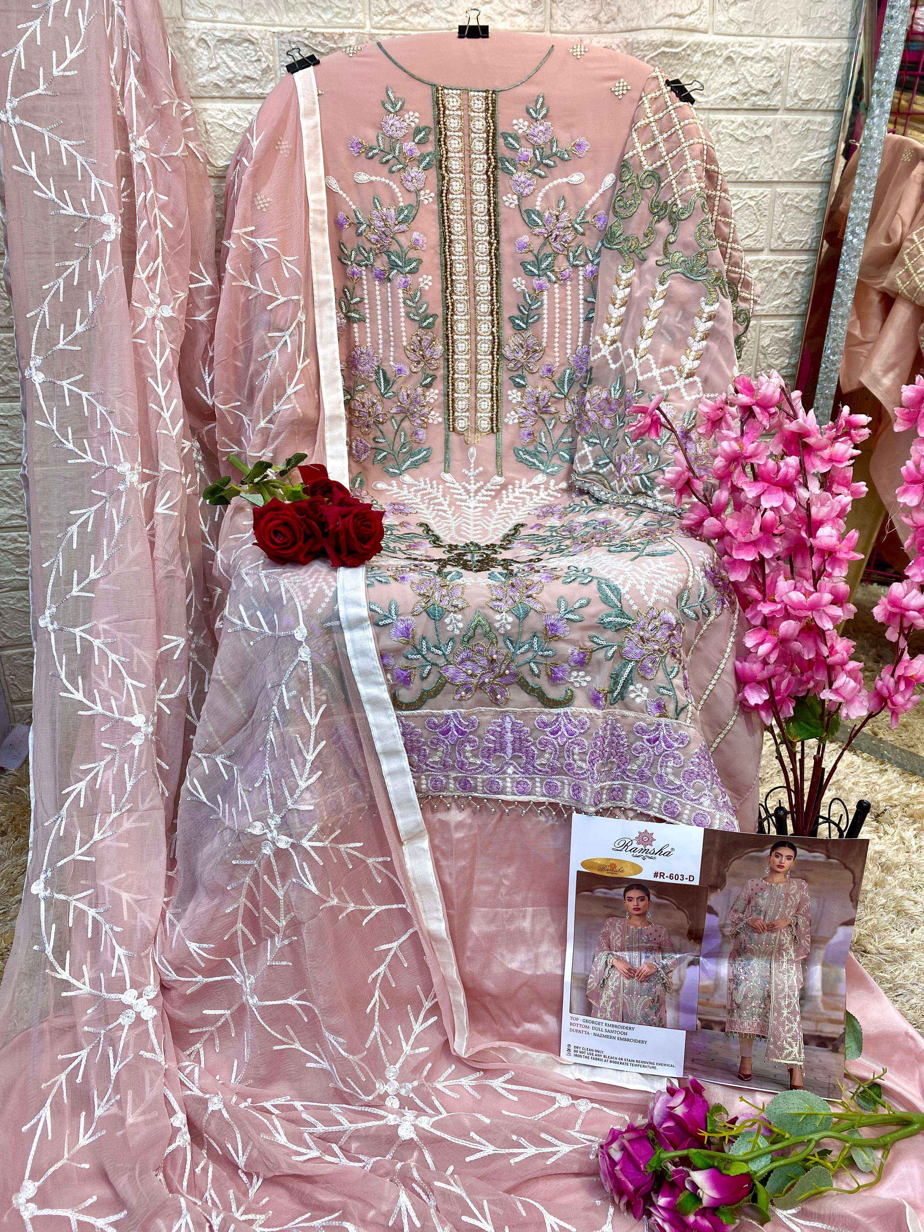 Ramsha R 603 Nx Georgette Dress Material 4 pcs Catalogue