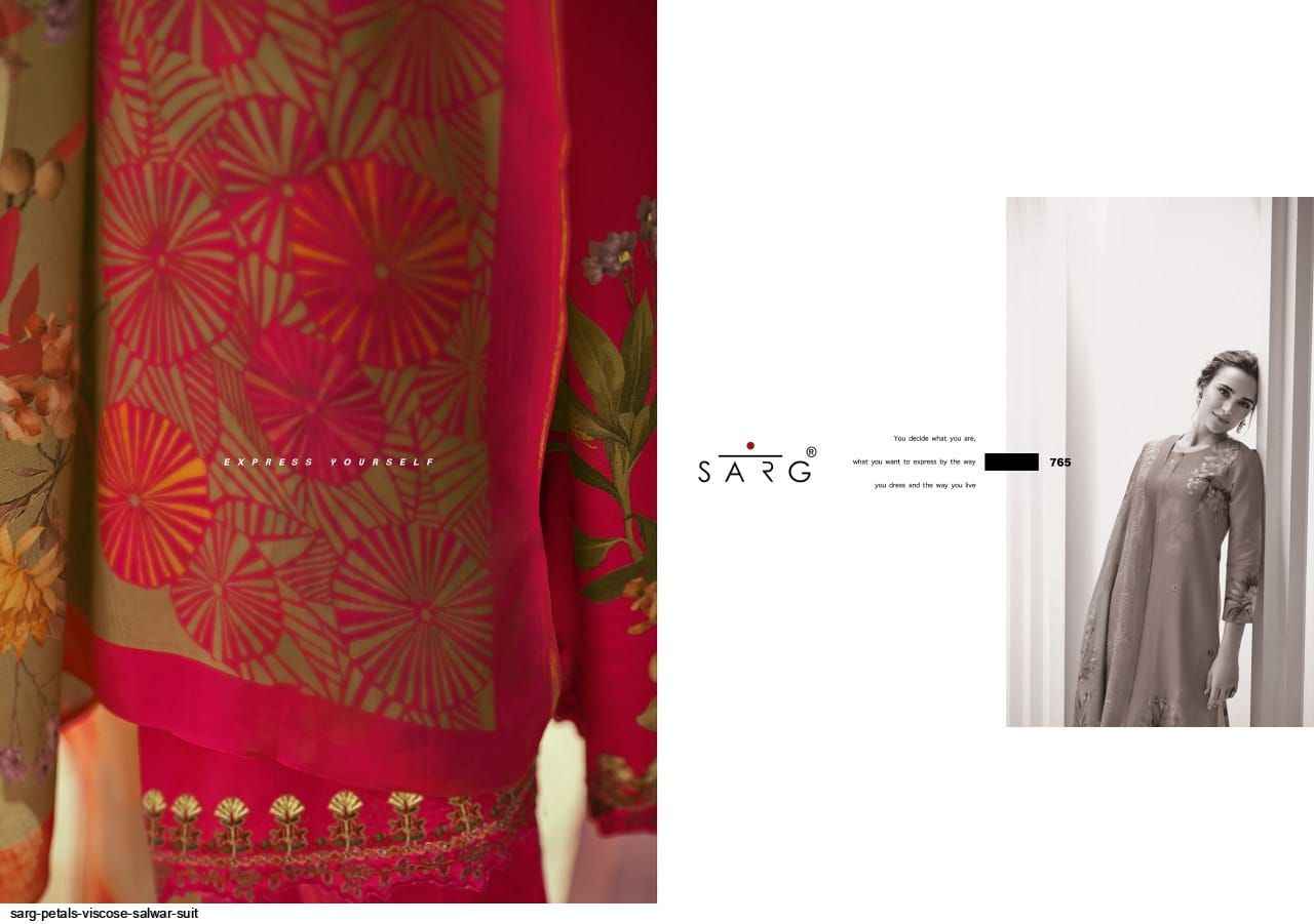 Sarg Petals Viscose Dress Material 8 pcs Catalogue
