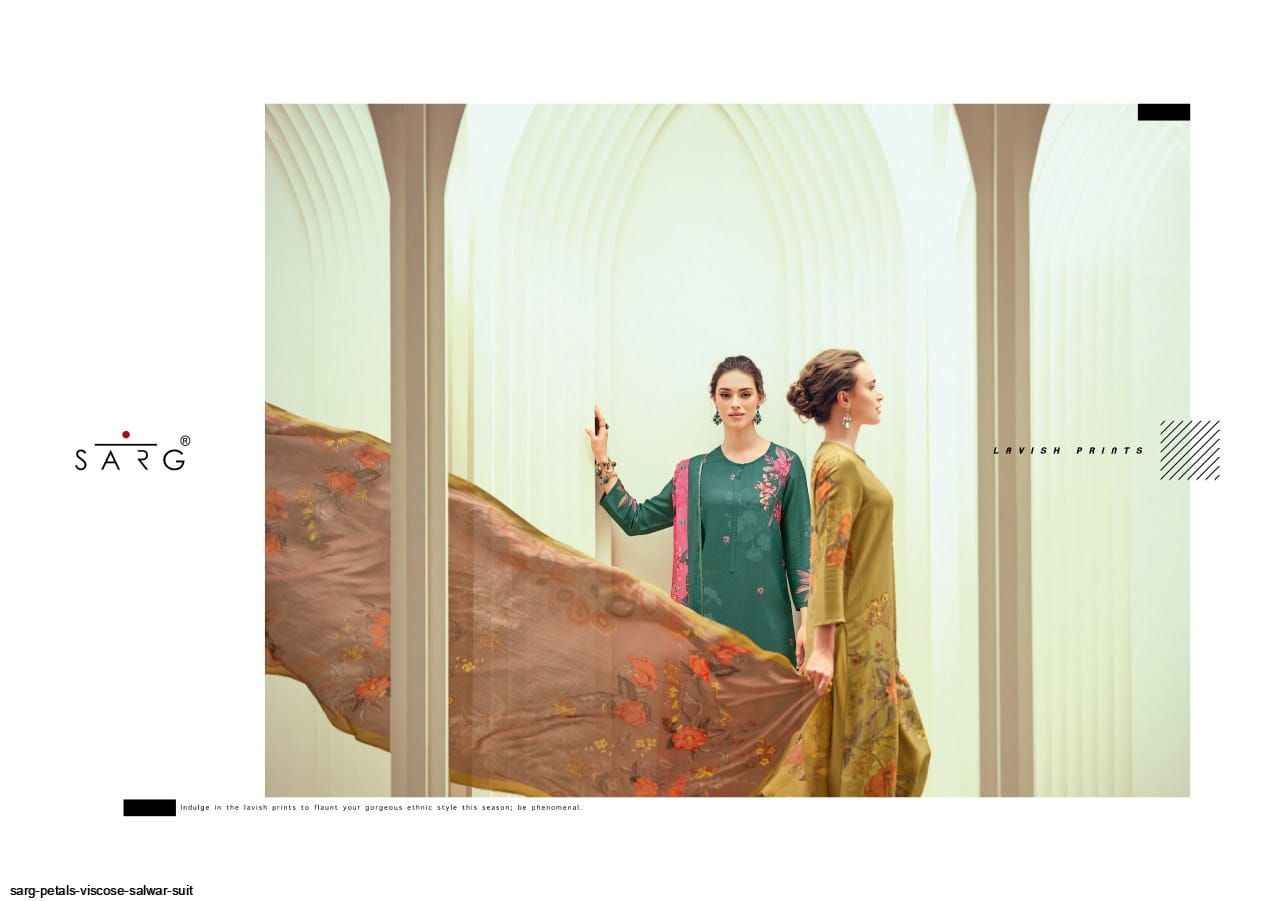 Sarg Petals Viscose Dress Material 8 pcs Catalogue