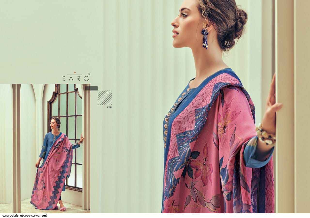 Sarg Petals Viscose Dress Material 8 pcs Catalogue