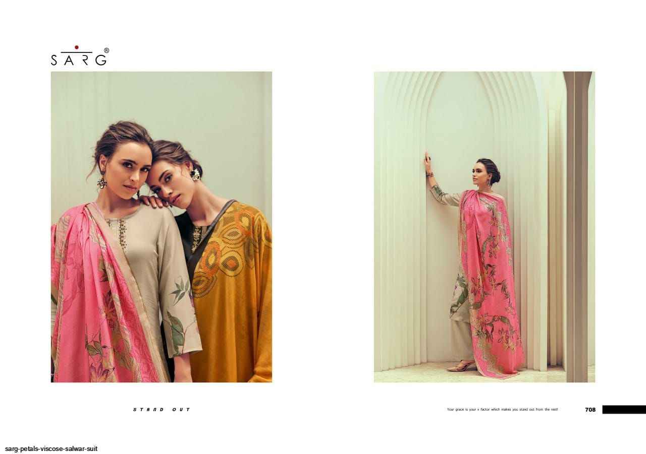 Sarg Petals Viscose Dress Material 8 pcs Catalogue