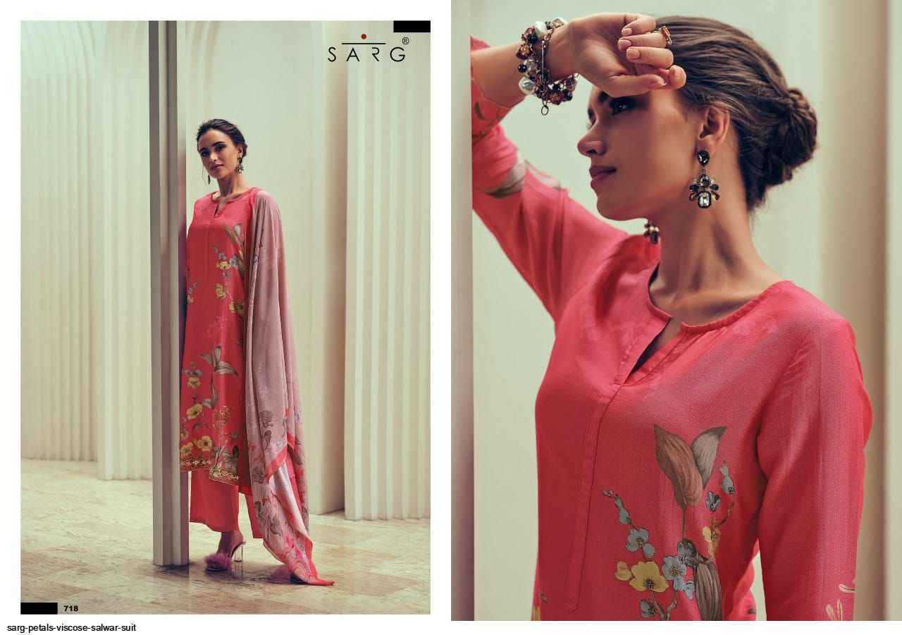 Sarg Petals Viscose Dress Material 8 pcs Catalogue
