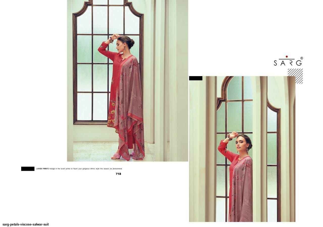 Sarg Petals Viscose Dress Material 8 pcs Catalogue