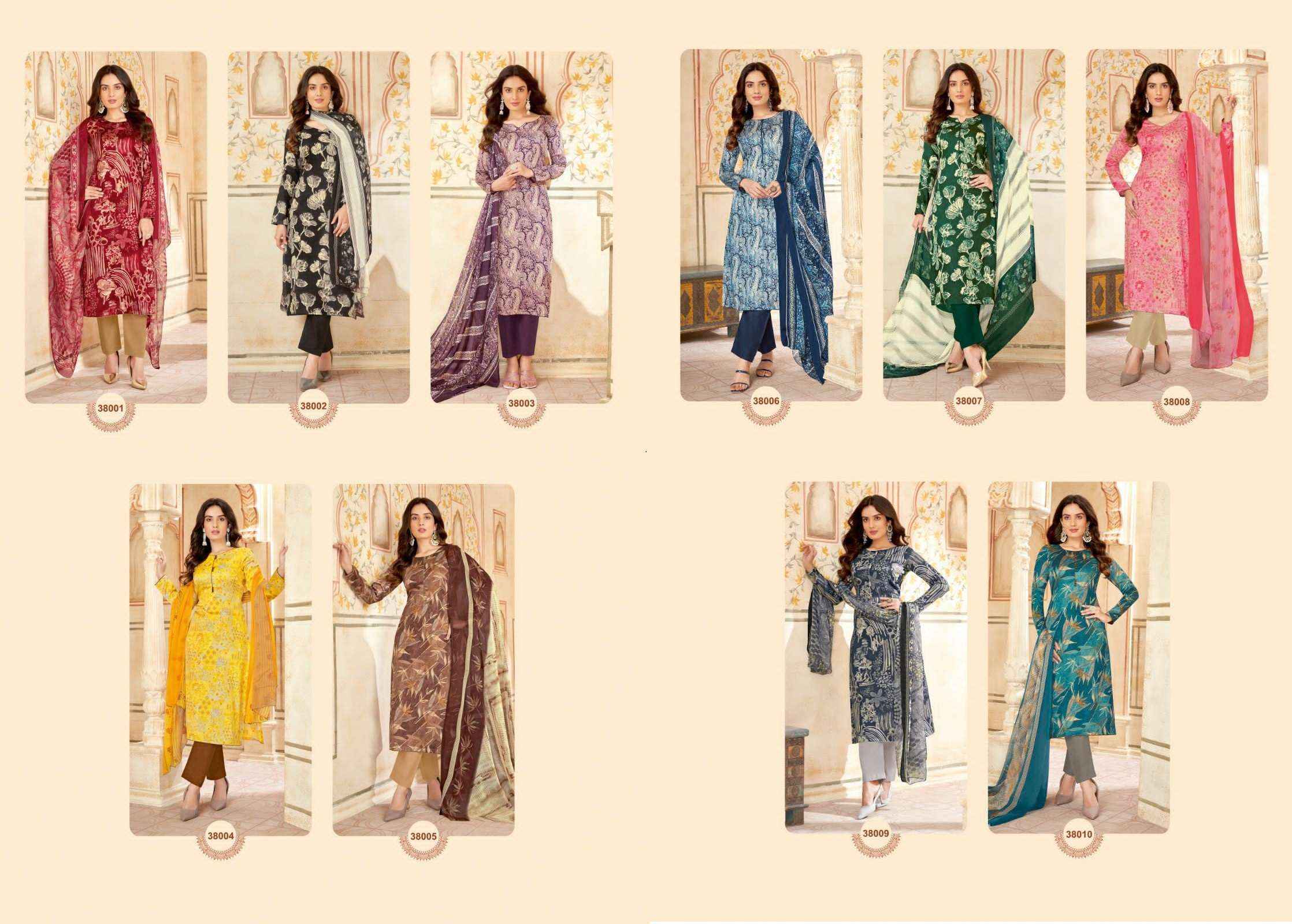 Suryajyoti Naishaa Vol 38 Satin Cotton Dress Material 10 pcs Catalogue