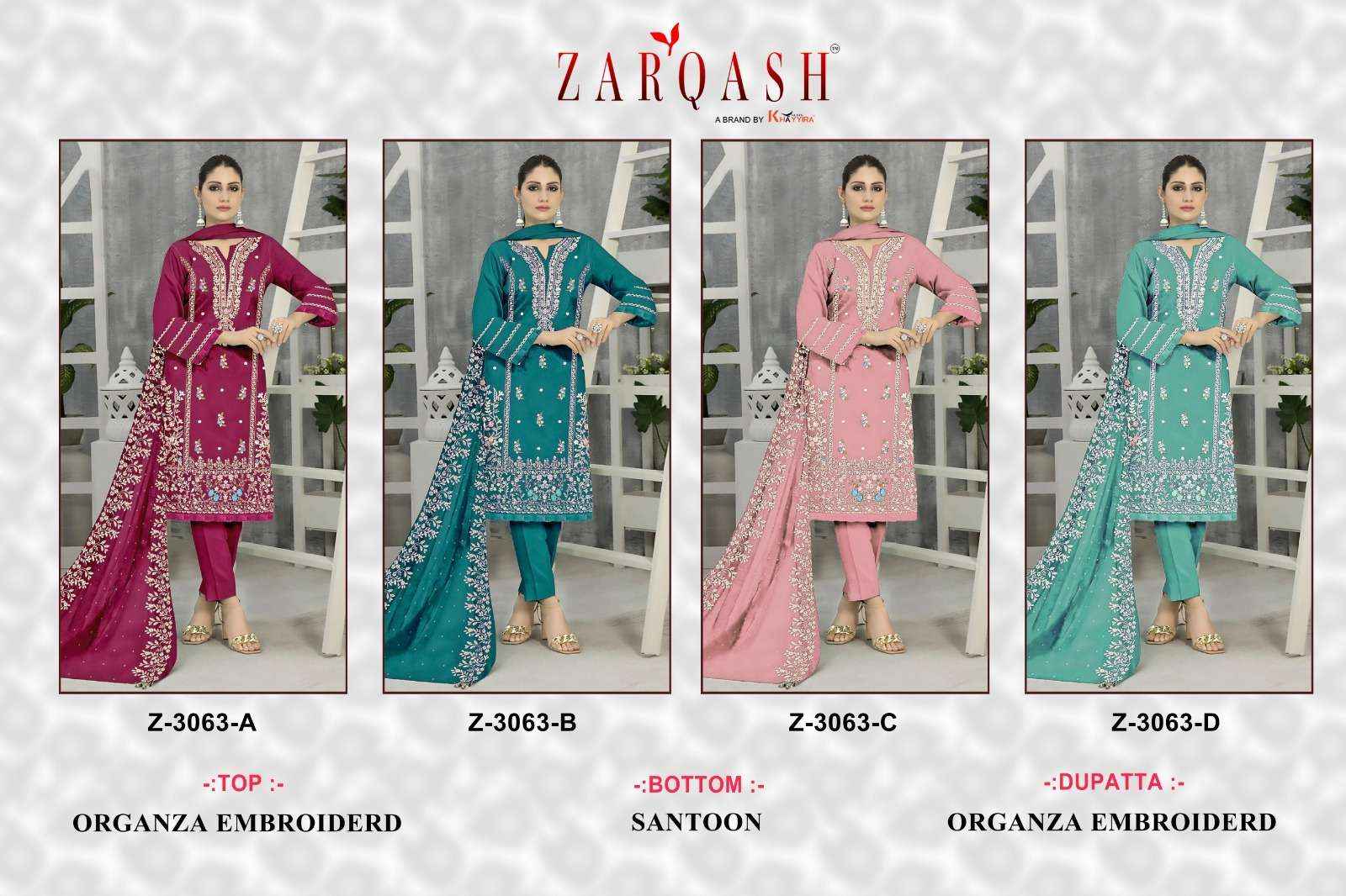 Zarqash Z 3063 Georgette Dress Material 4 pcs Catalogue