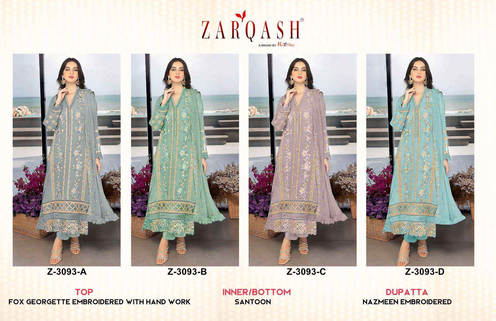 Zarqash Z 3093 Georgette Dress Material 4 pcs Catalogue