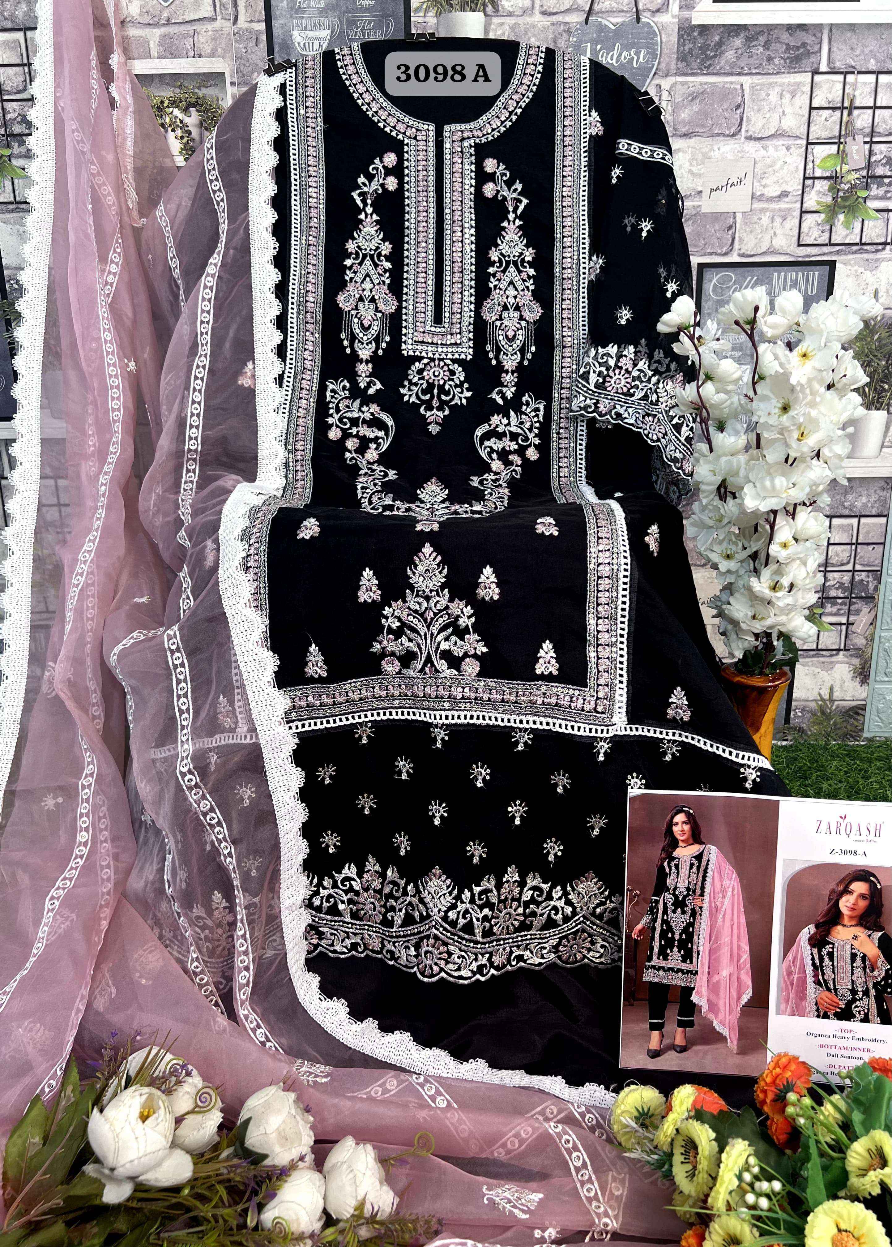 Zarqash Z 3098 Georgette Dress Material 4 pcs Catalogue
