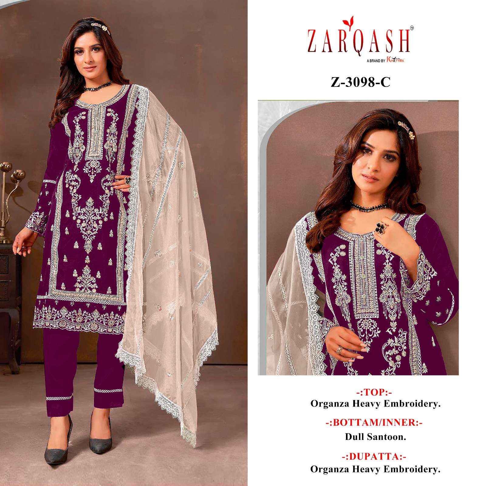 Zarqash Z 3098 Georgette Dress Material 4 pcs Catalogue