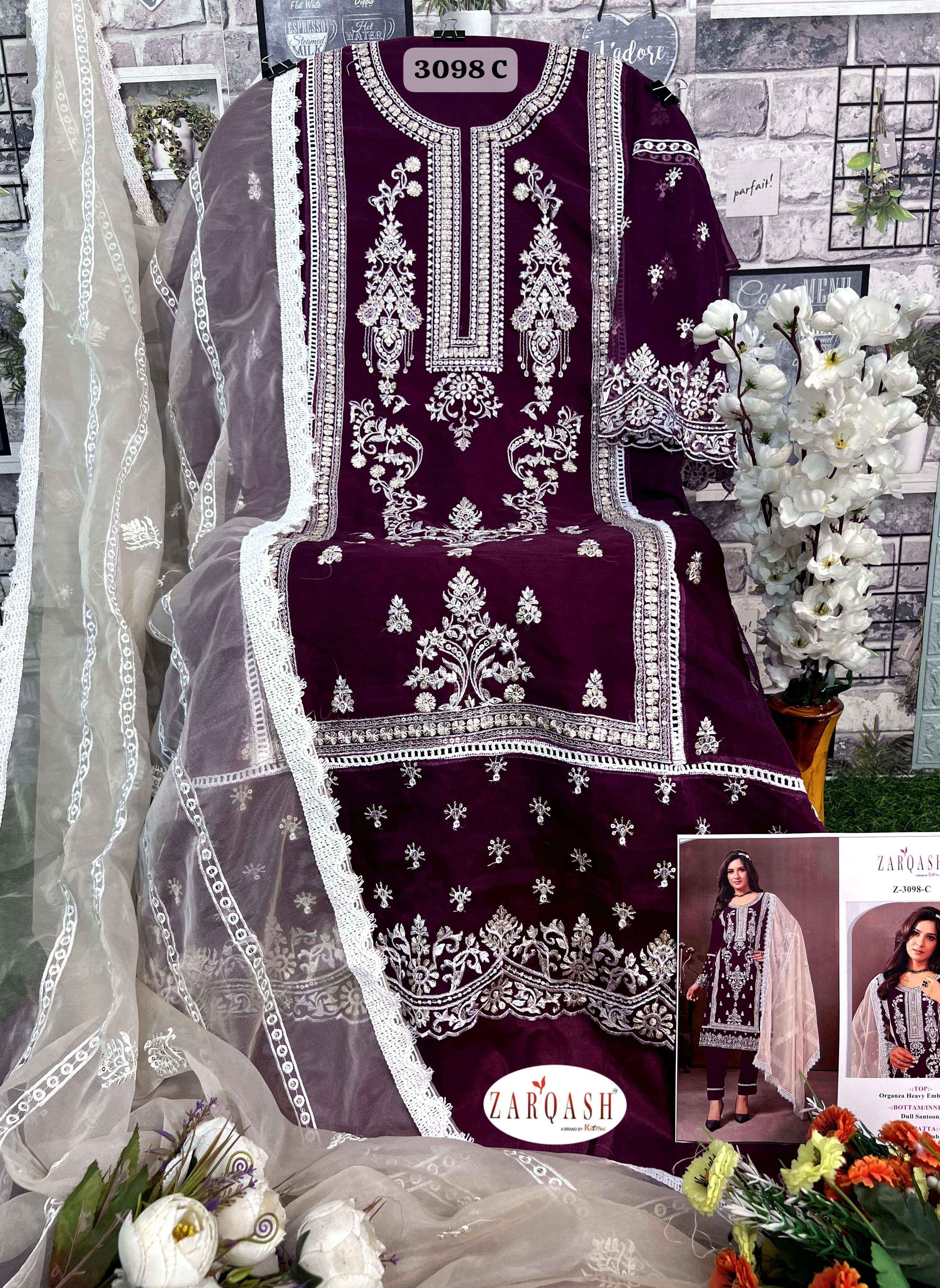 Zarqash Z 3098 Georgette Dress Material 4 pcs Catalogue