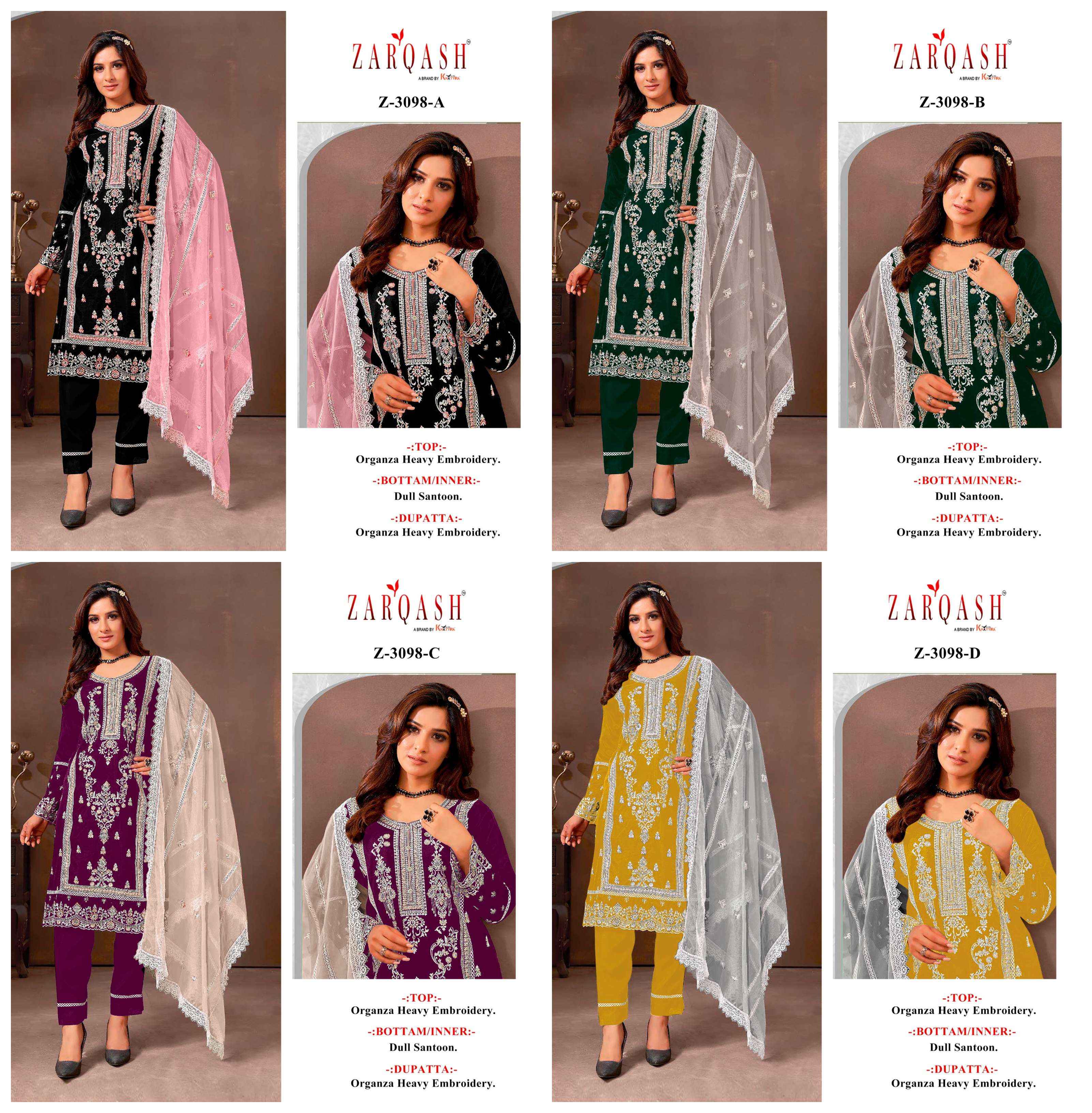 Zarqash Z 3098 Georgette Dress Material 4 pcs Catalogue