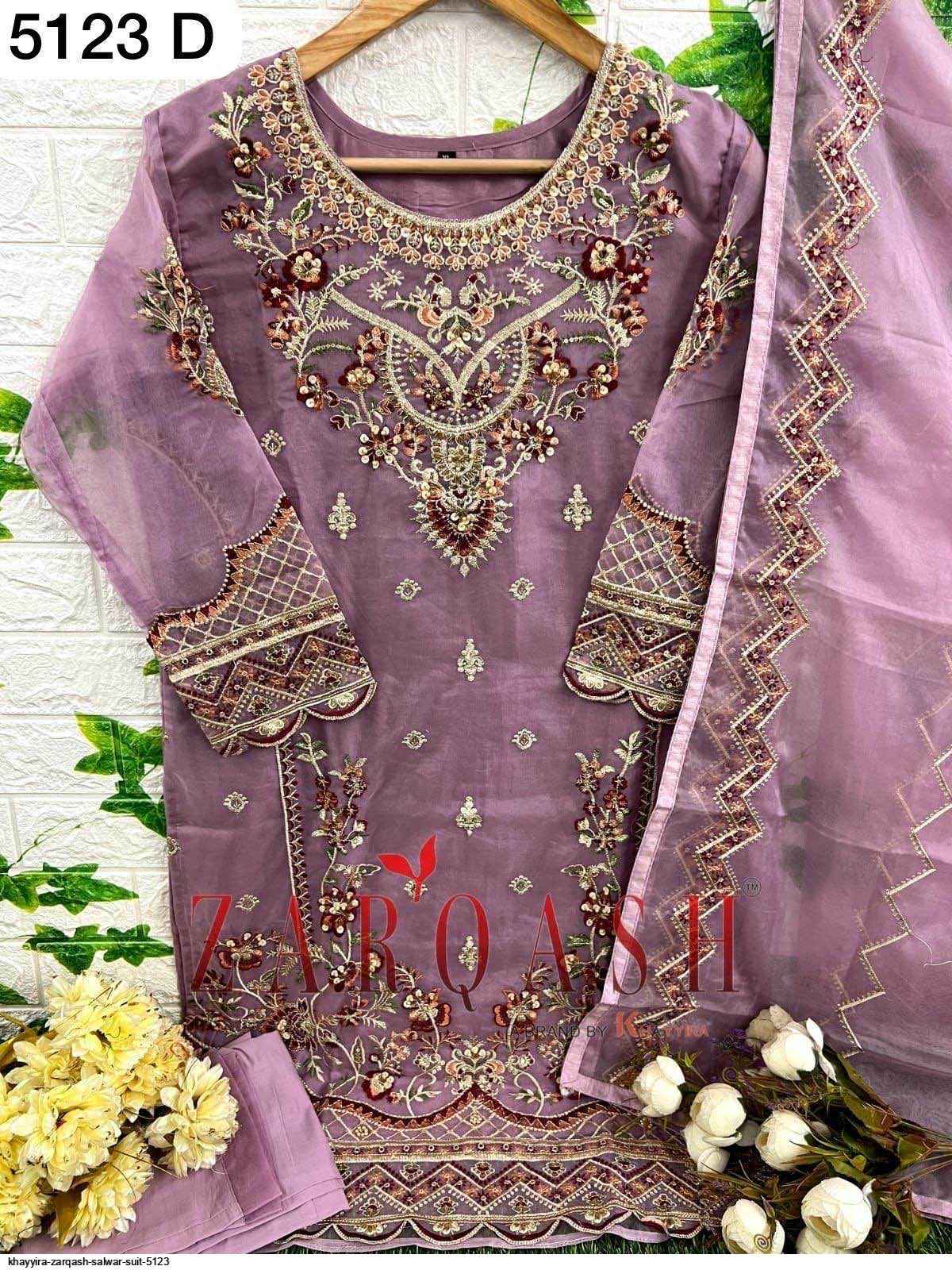 Zarqash Z 5123 Readymade Organza Dress 4 pcs Catalogue