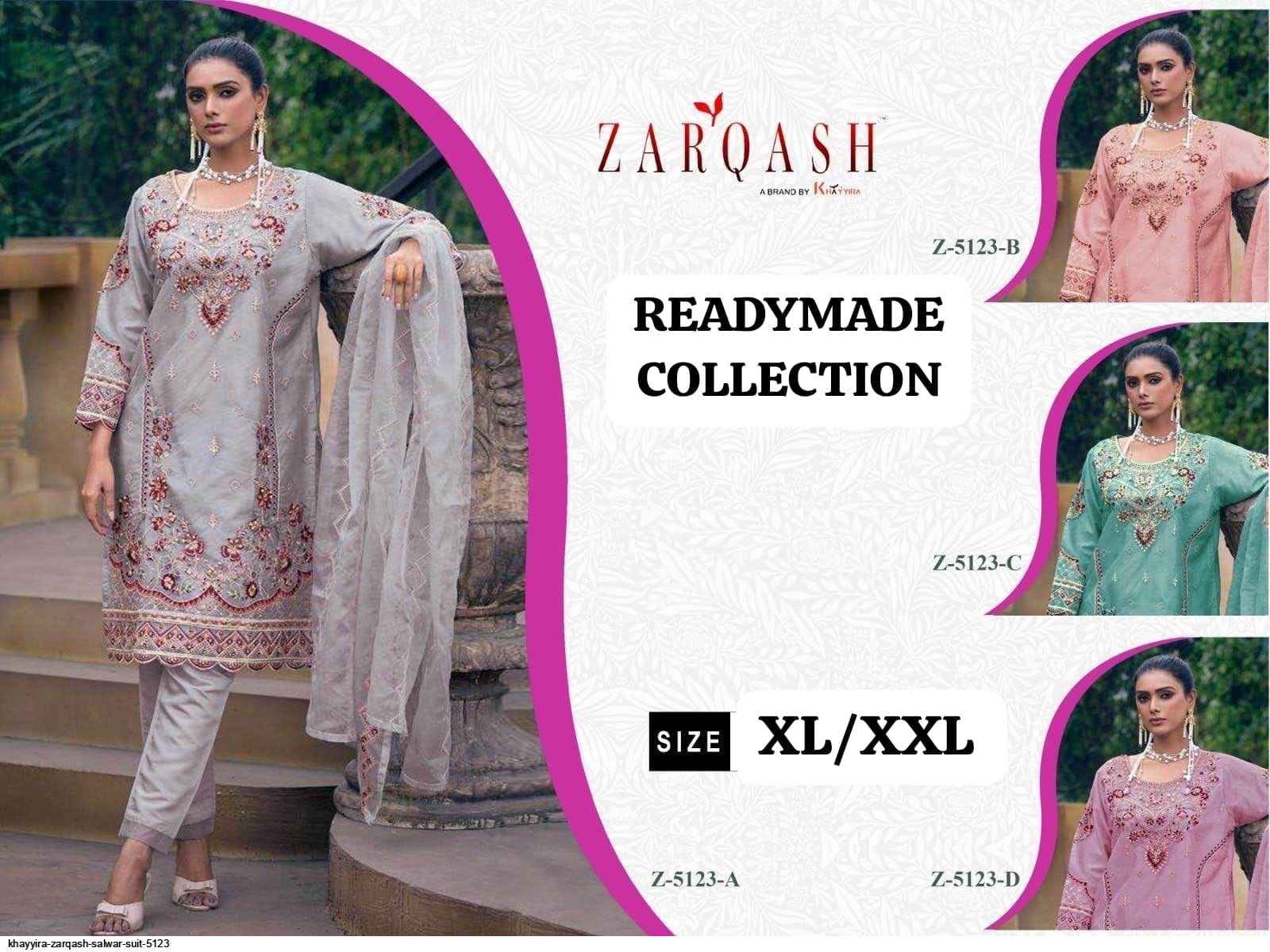 Zarqash Z 5123 Readymade Organza Dress 4 pcs Catalogue
