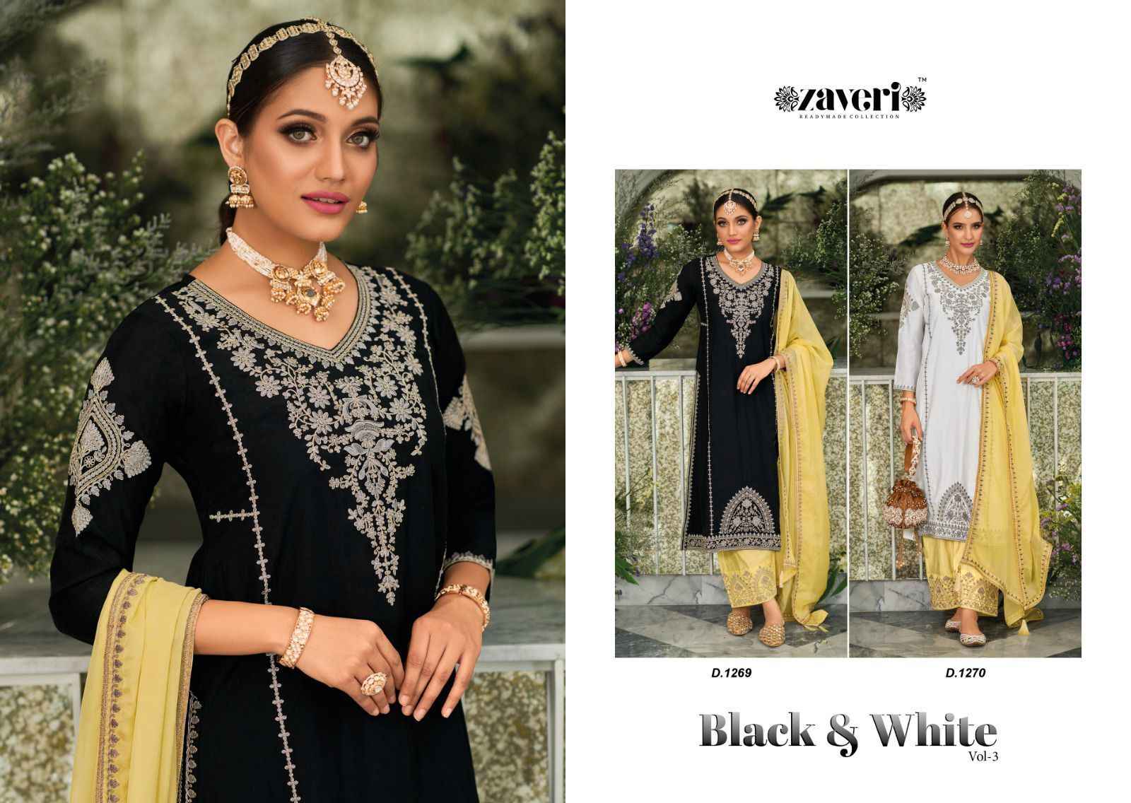Zaveri Black & White Vol 3 Readymade Silk Dress 2 pcs Catalogue