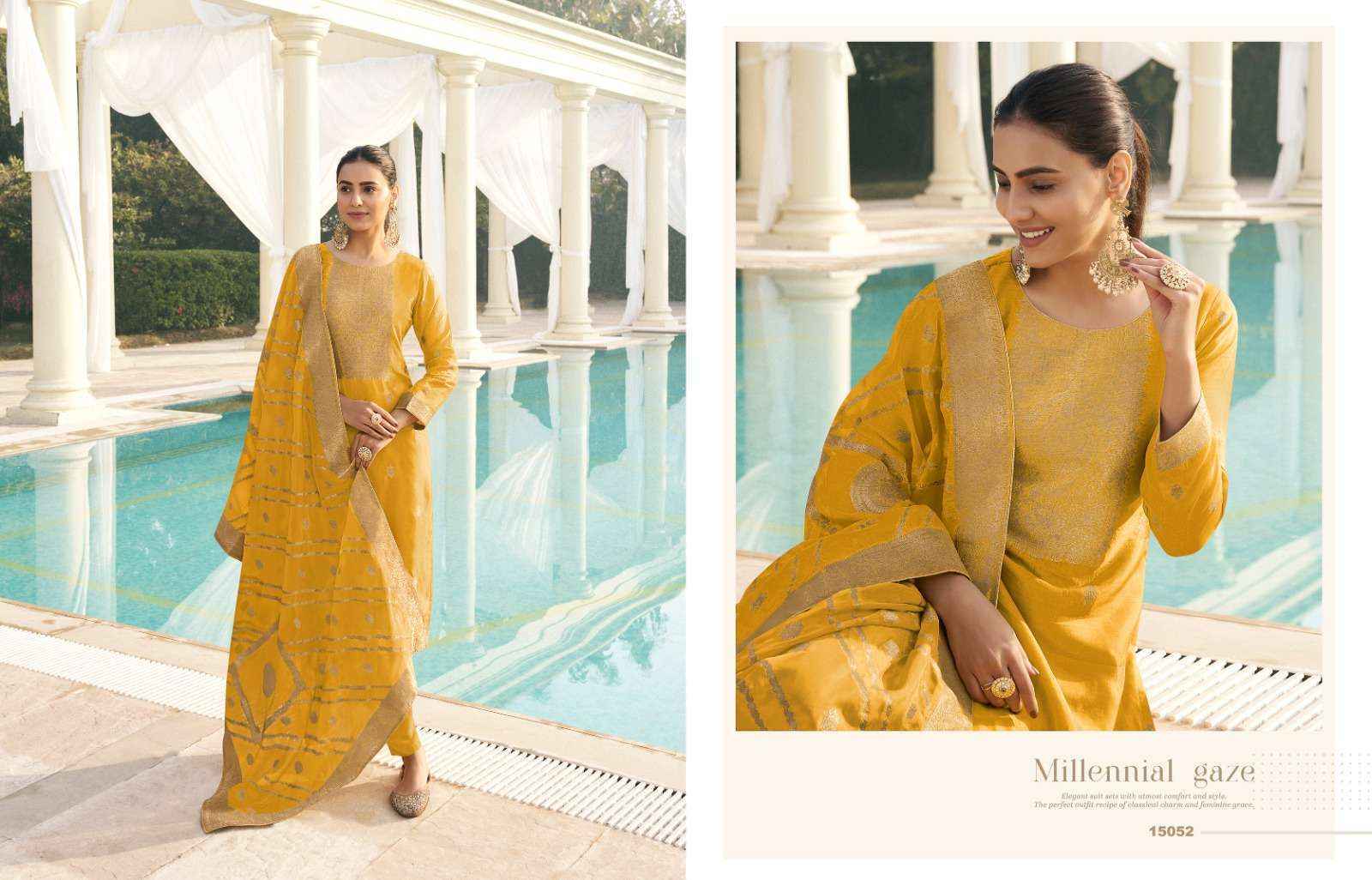 Zisa Olive Vol 2 Tabby Silk Dress Material 4 pcs Catalogue