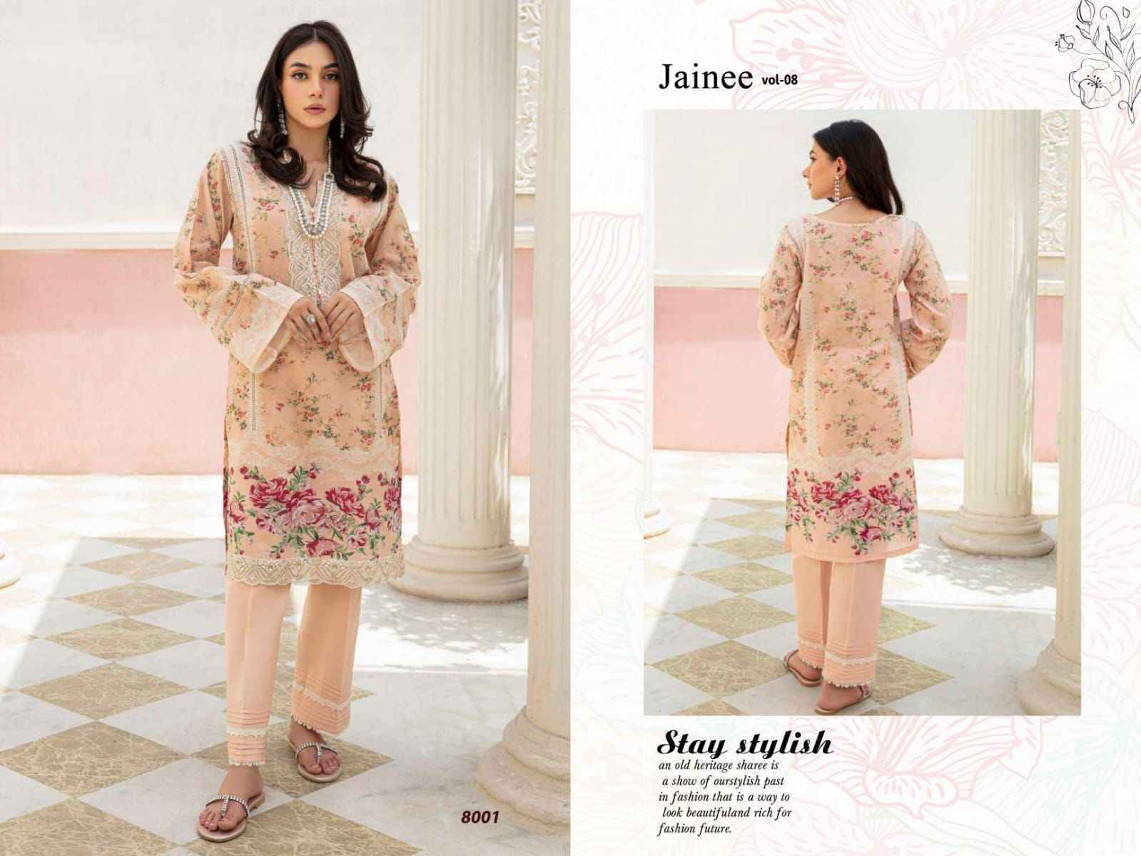 Agha Noor Jainee Vol 8 Cotton Dress Material Wholesale Suits Trader And Supplier