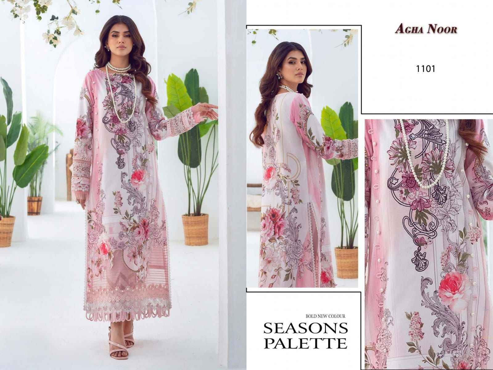 Agha Noor Luxury Lawn Collection Vol-11 Lawn Cotton Dress Material 6 pcs Cataloge