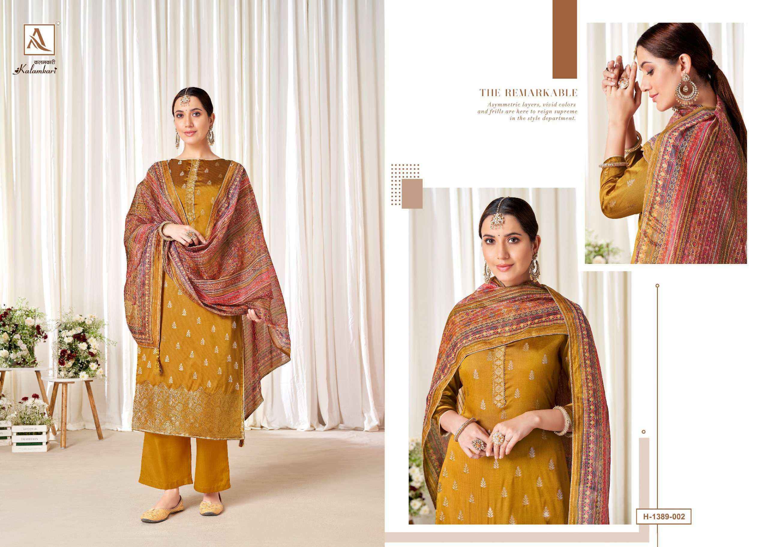 Alok Kalamkari Jacquard Dress Material Wholesale Suits Trader Online
