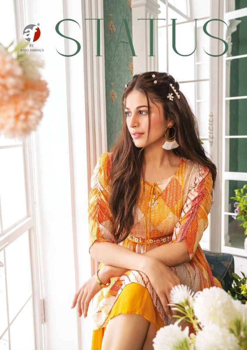 Anju Fabrics Status Georgette Party Wear Kurty 6 pcs Catalogue