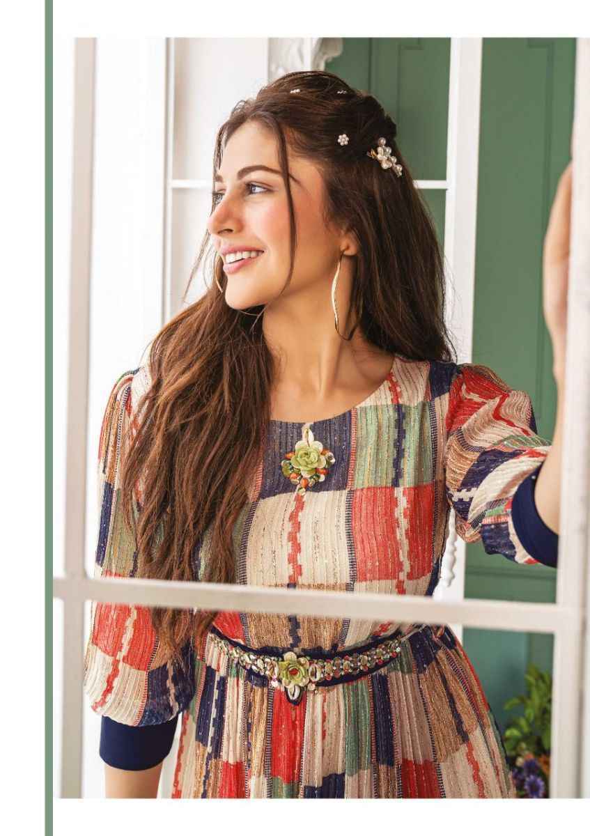 Anju Fabrics Status Georgette Party Wear Kurty 6 pcs Catalogue
