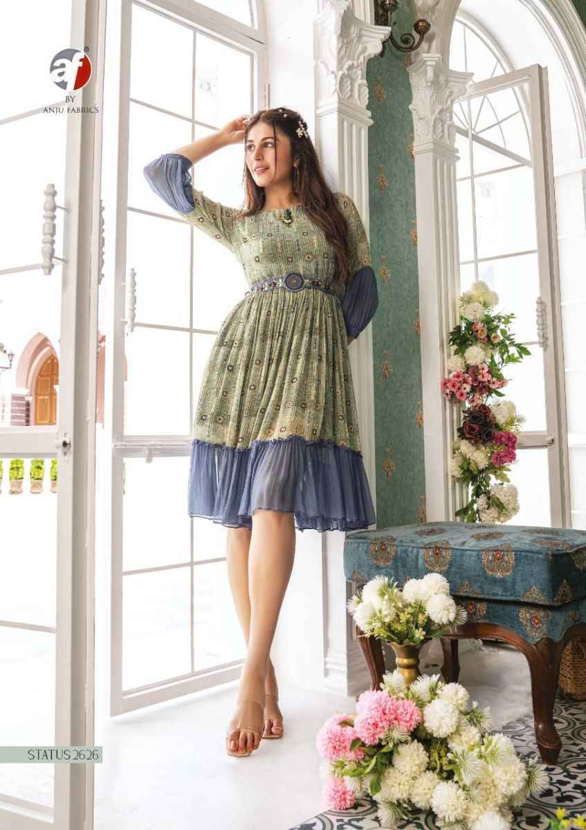 Anju Fabrics Status Georgette Party Wear Kurty 6 pcs Catalogue