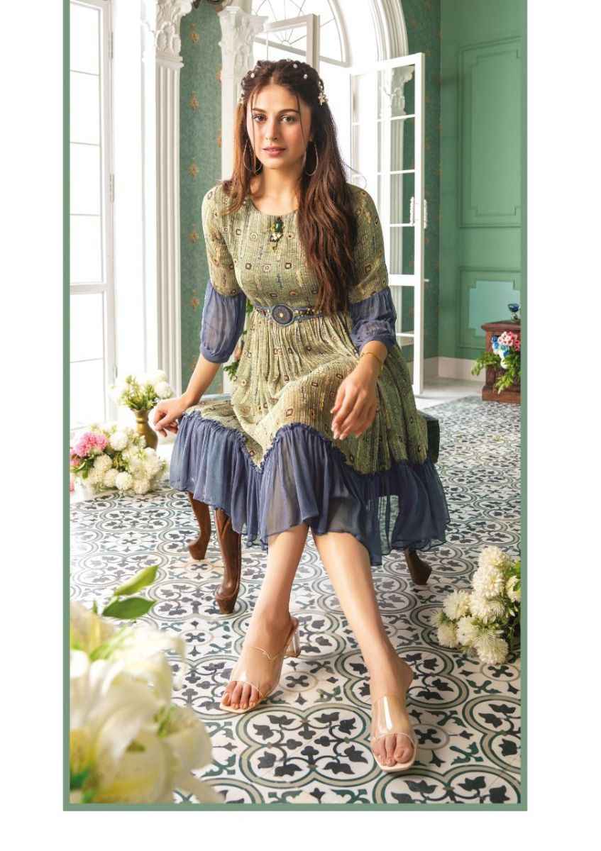 Anju Fabrics Status Georgette Party Wear Kurty 6 pcs Catalogue