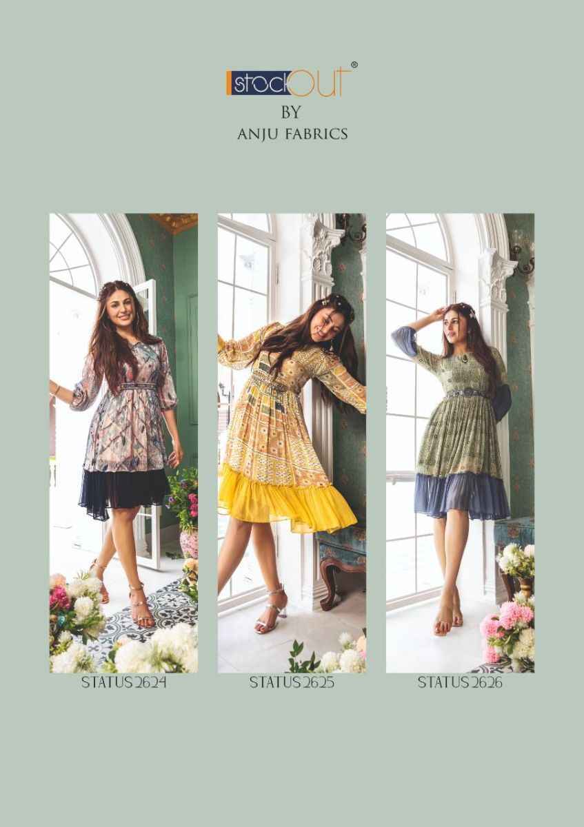 Anju Fabrics Status Georgette Party Wear Kurty 6 pcs Catalogue