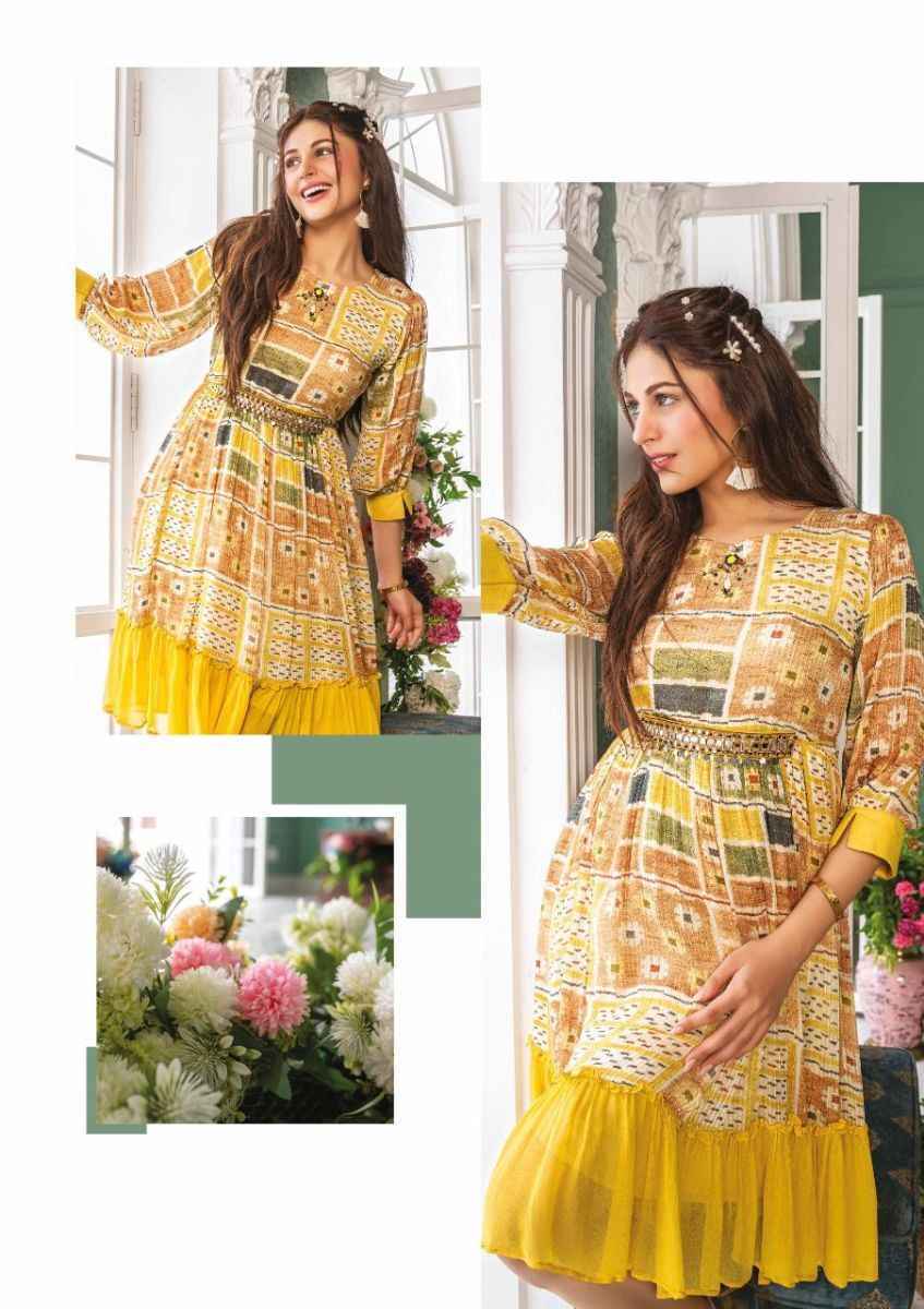 Anju Fabrics Status Georgette Party Wear Kurty 6 pcs Catalogue