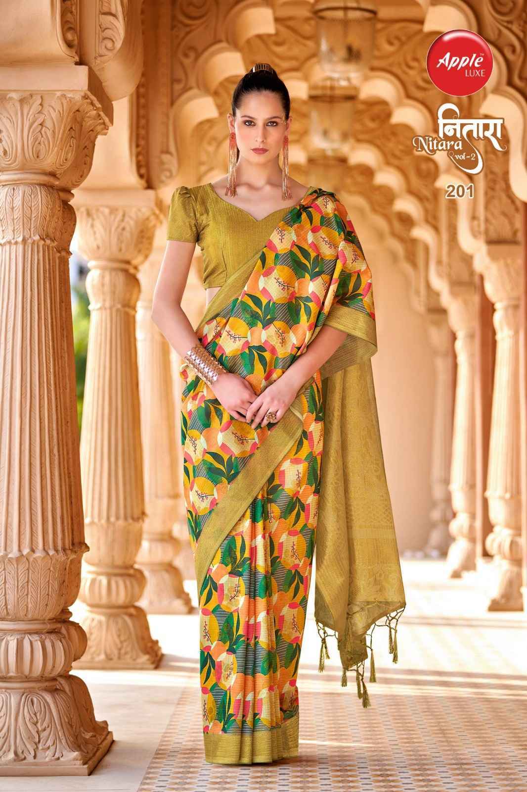 Apple Nitara Vol-2 Knite Cotton Saree 8 Pc Catalog