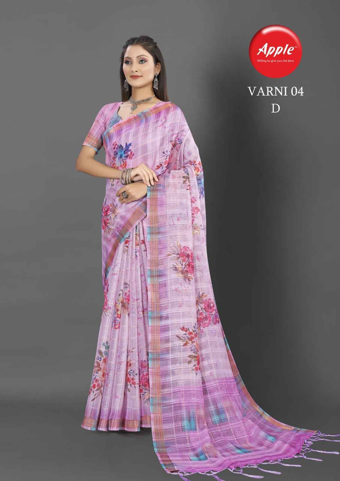 Apple Varni Vol-4 Sparkle Cotton Saree 4 Pc Catalog