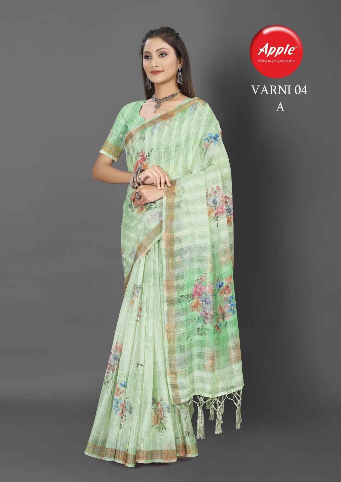 Apple Varni Vol-4 Sparkle Cotton Saree 4 Pc Catalog