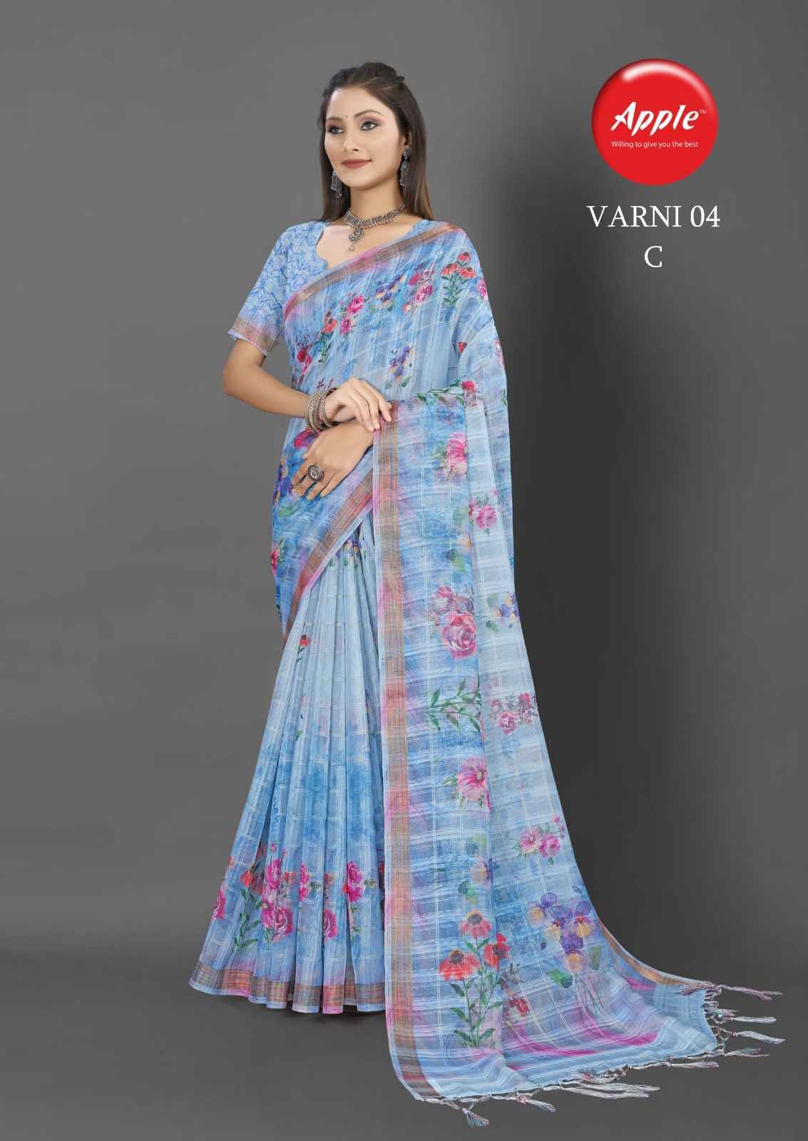 Apple Varni Vol-4 Sparkle Cotton Saree 4 Pc Catalog