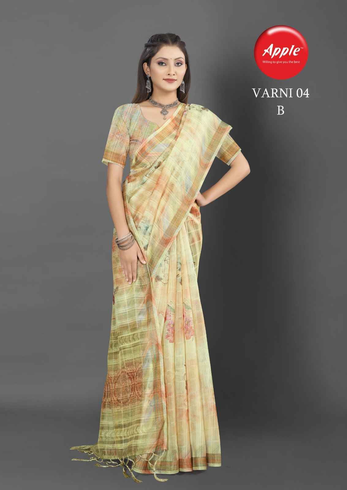 Apple Varni Vol-4 Sparkle Cotton Saree 4 Pc Catalog