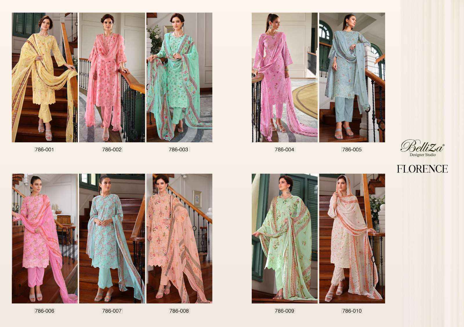 Belliza Florence Cotton Dress Material 10 pcs Catalogue