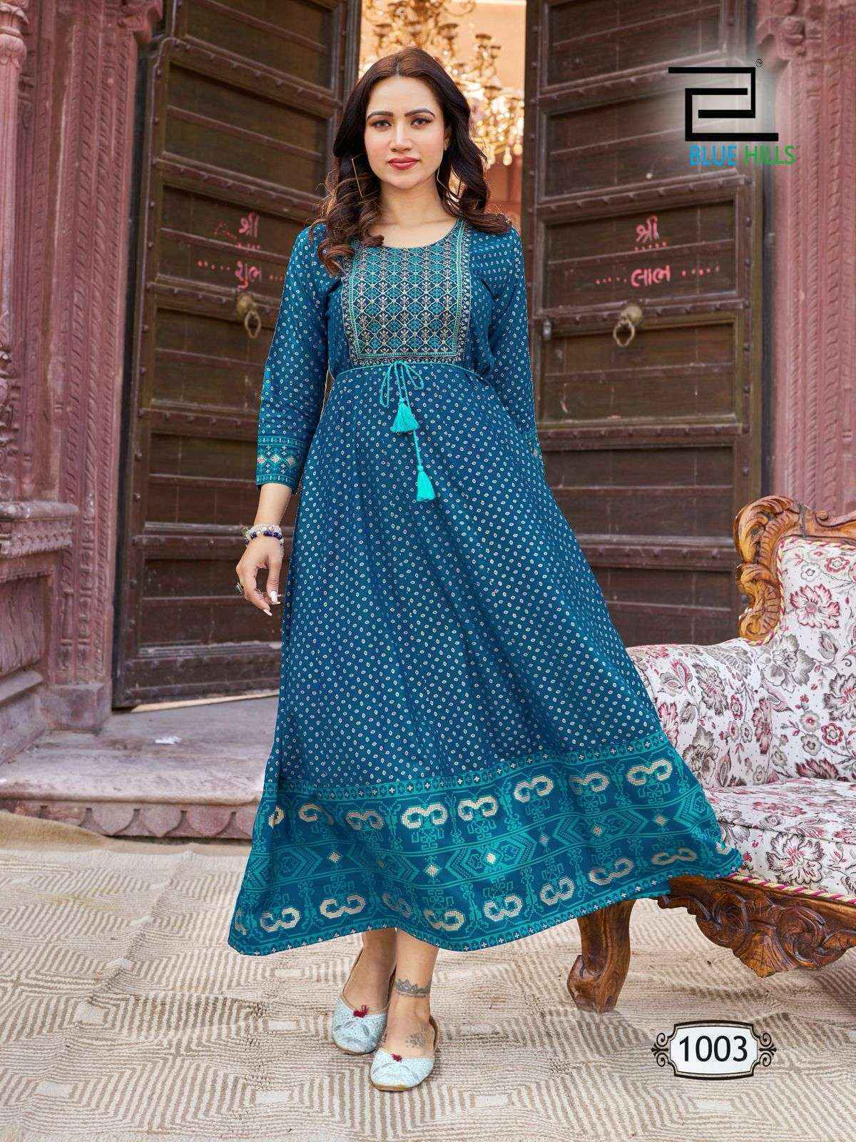 Blue Hills Glamours Rayon Anarkali Gown 8 pcs Catalogue