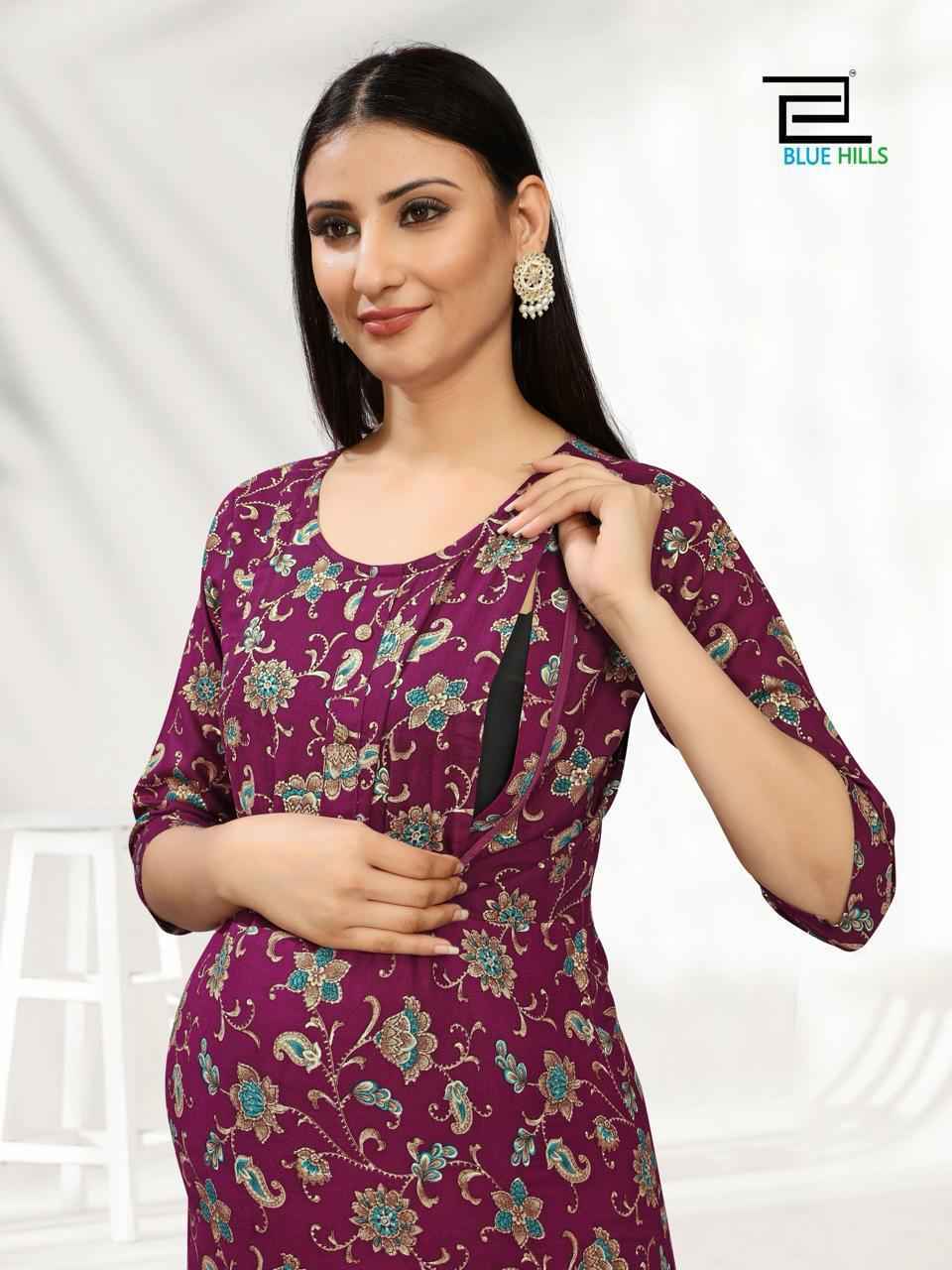 Blue Hills god Gift Rayon Feeding Kurti 4 Pc Catalog