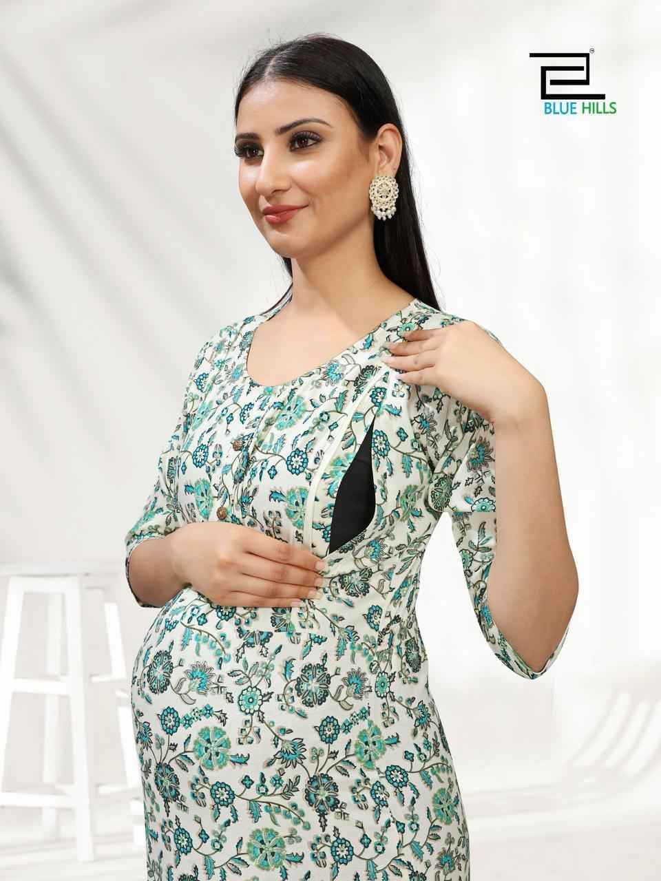 Blue Hills god Gift Rayon Feeding Kurti 4 Pc Catalog