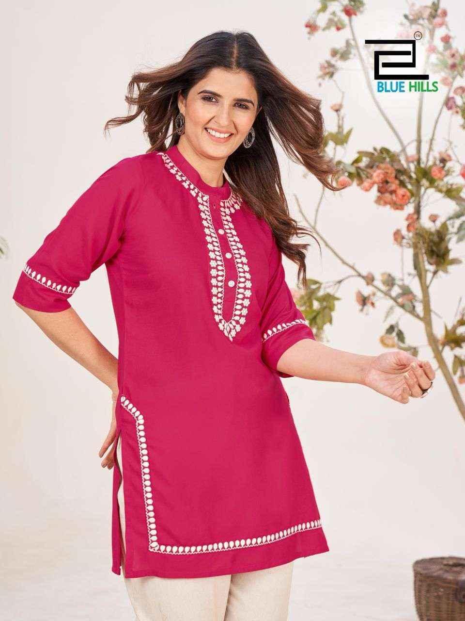 Blue Hills Swiss Rayon Kurti 6 pcs Catalogue