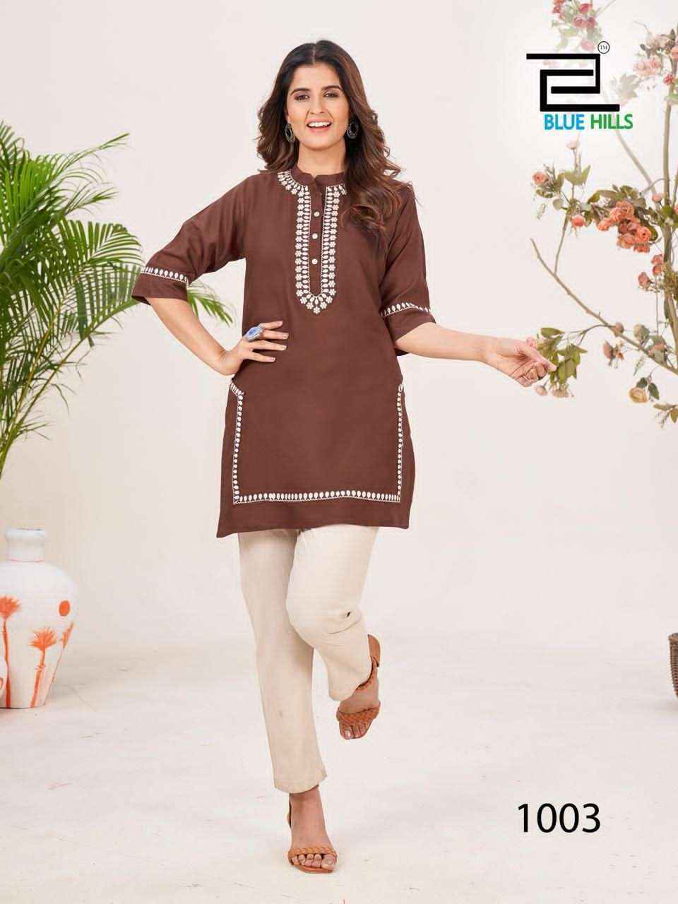 Blue Hills Swiss Rayon Kurti 6 pcs Catalogue