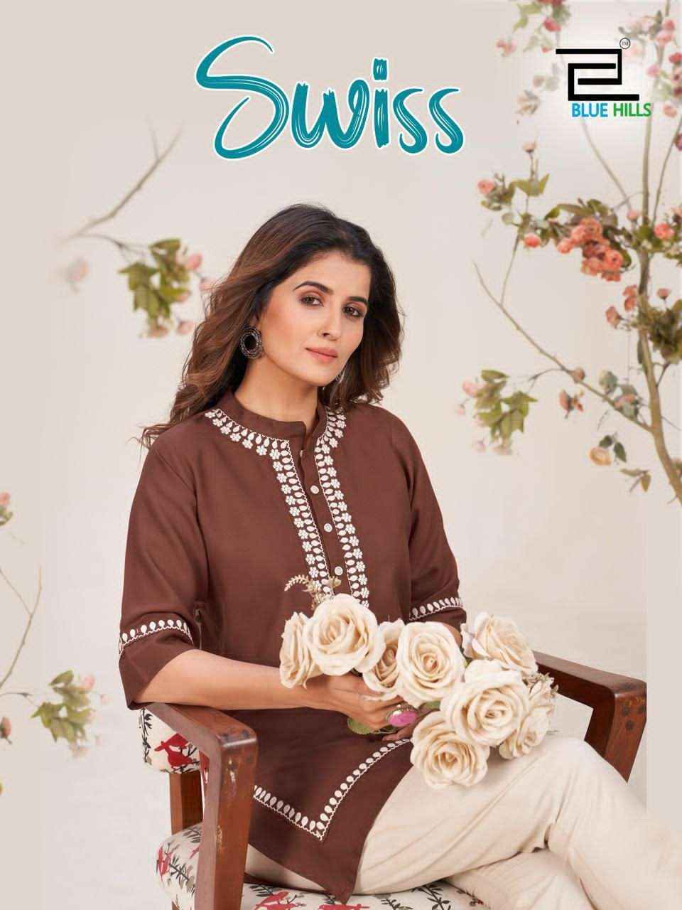 Blue Hills Swiss Rayon Kurti 6 pcs Catalogue