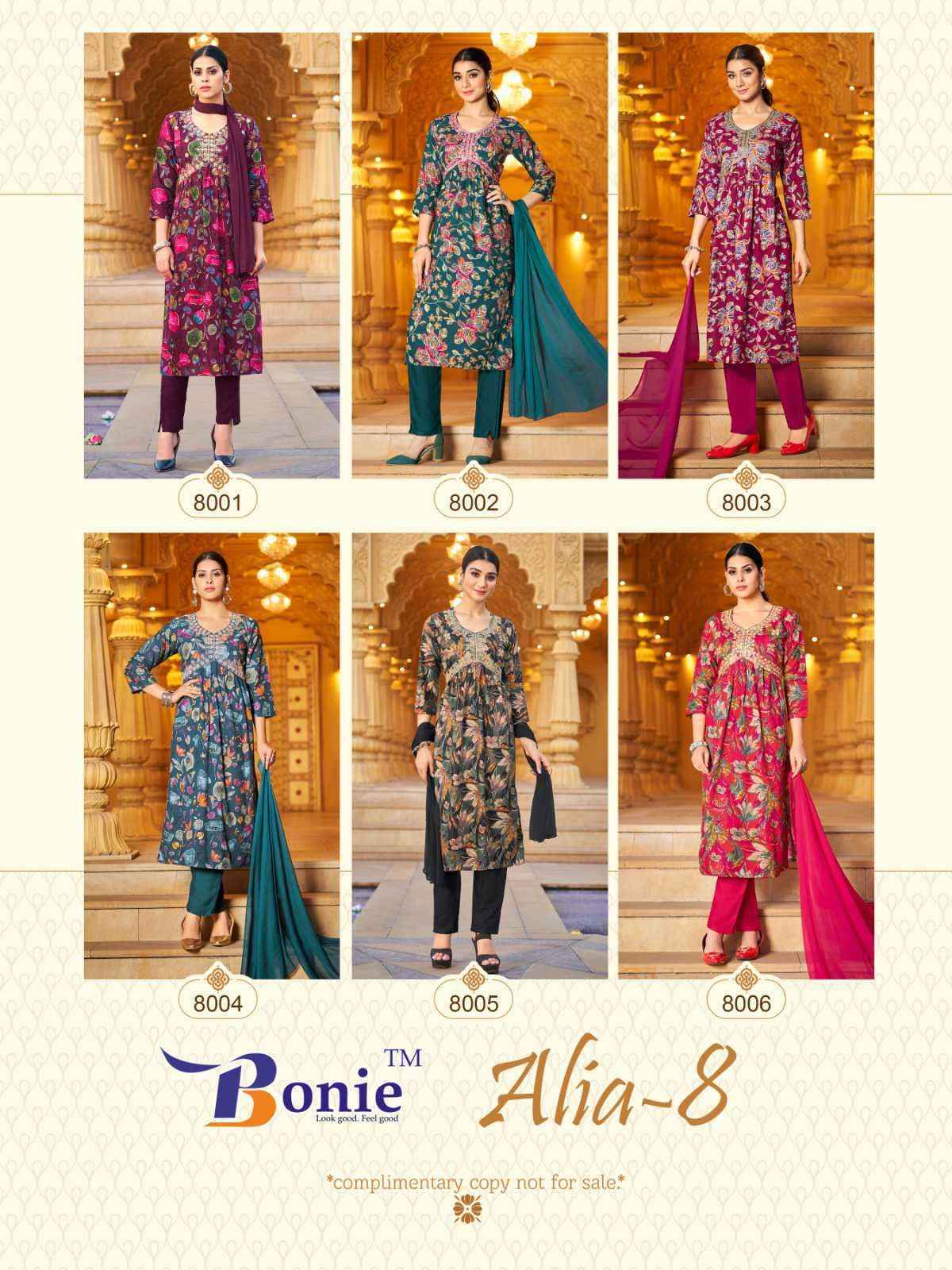 Bonie Alia Vol-8 Heavy Rayon Readymade Suit 6 Pc Catalog
