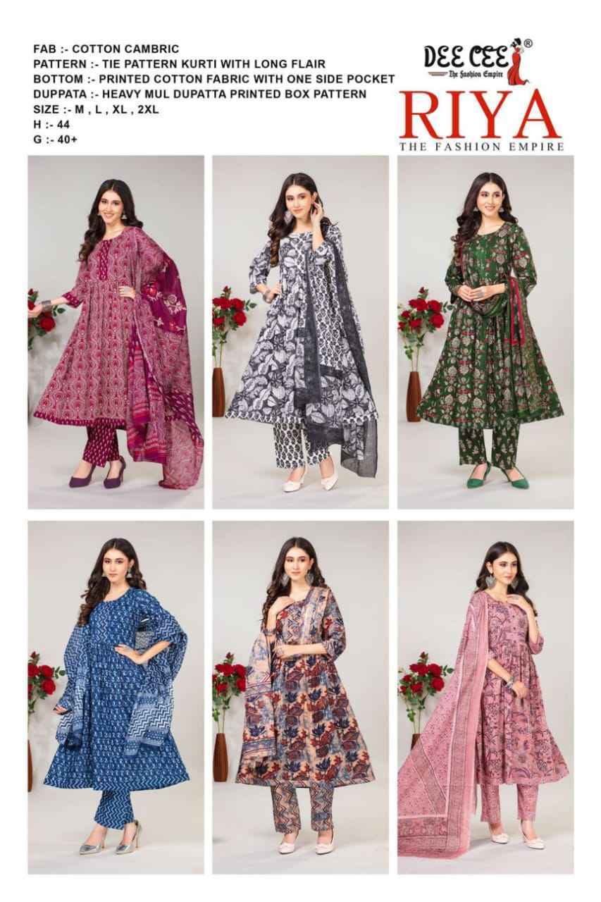 Dee Cee Riya Readymade Cambric Cotton Dress 6 Pc Catalog