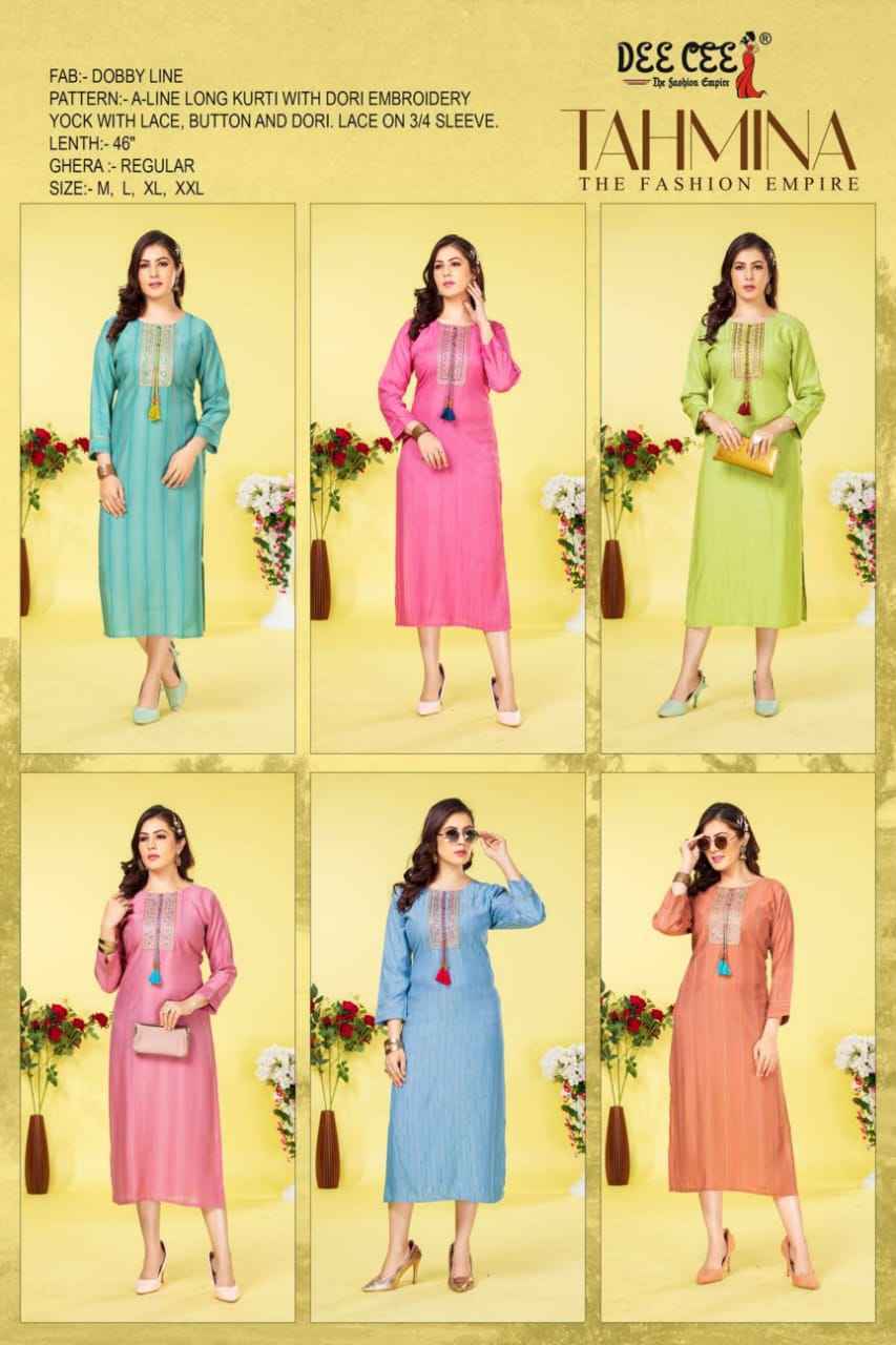Dee Cee Tahmina A Line Kurti 6 pcs Catalogue