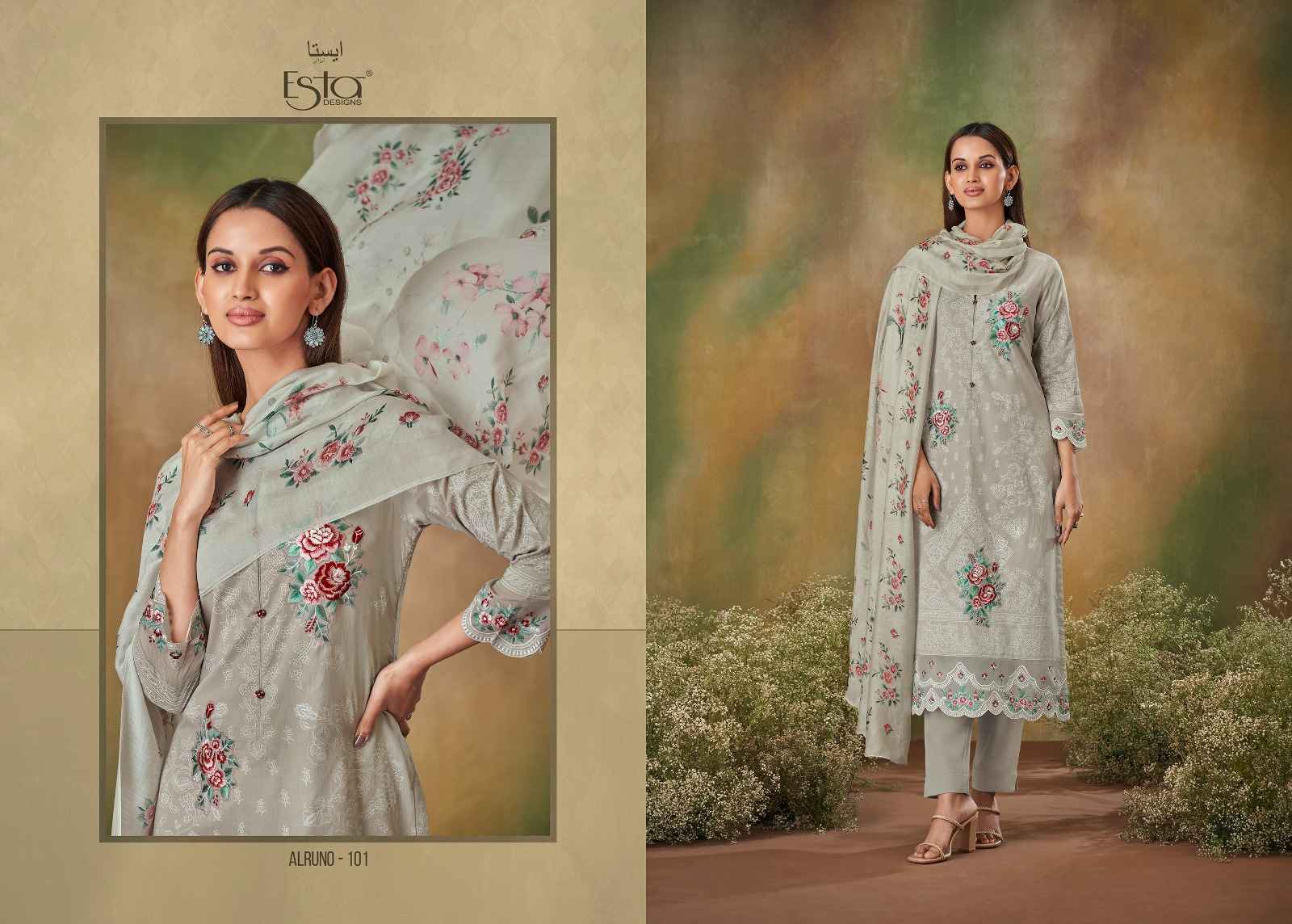 Esta Designs Alruno Cambric Cotton Dress Material 8 Pc Catalog