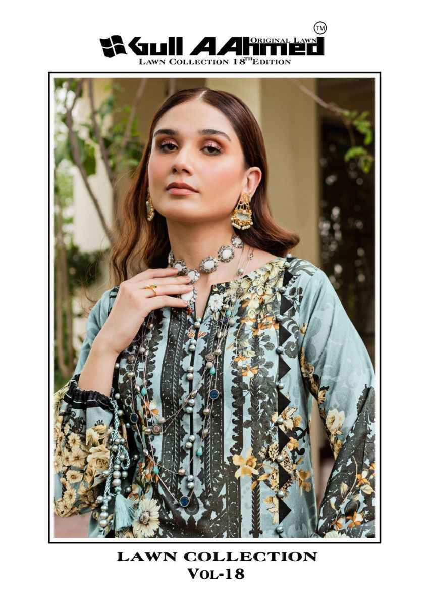  Gull Aahmed Lawn Collection Vol 18 Lawn Cotton Dress Material 6 pcs Catalogue