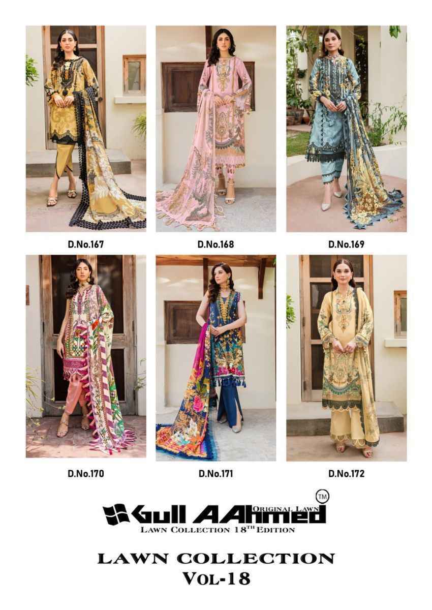  Gull Aahmed Lawn Collection Vol 18 Lawn Cotton Dress Material 6 pcs Catalogue