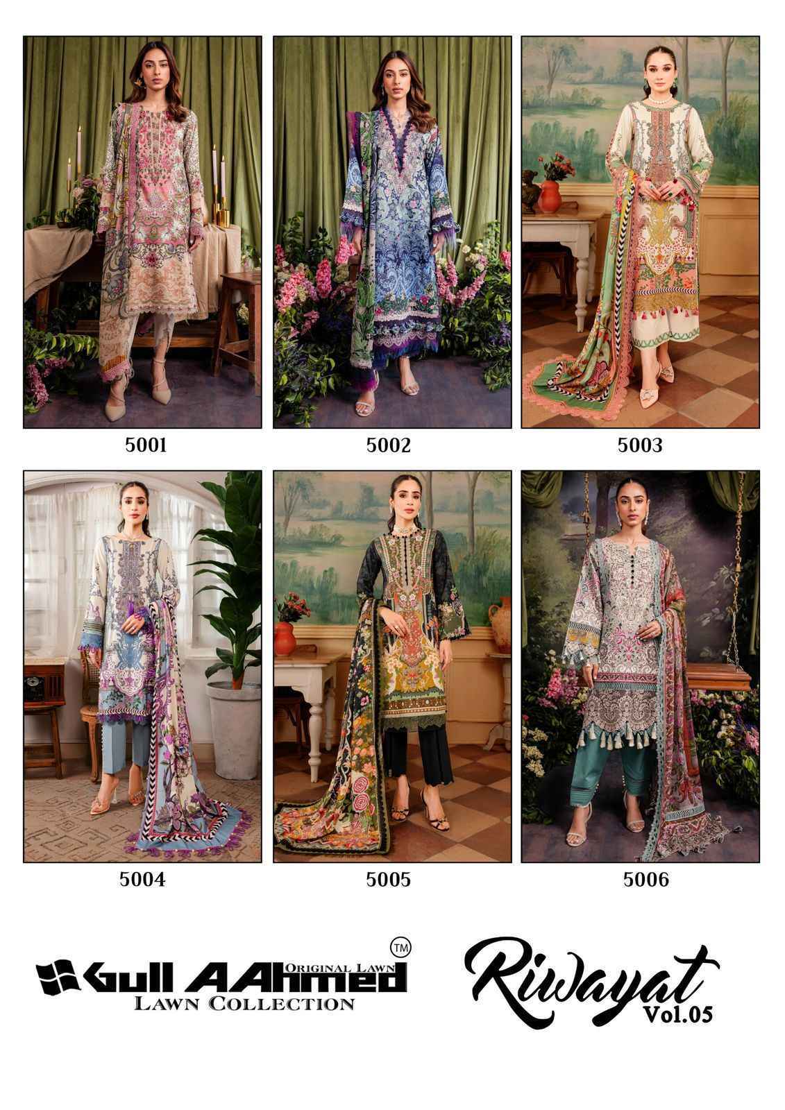 Gull Ahmed Lawn Collection Riwayat Vol 5 Dress Material 6 Pc Catalouge