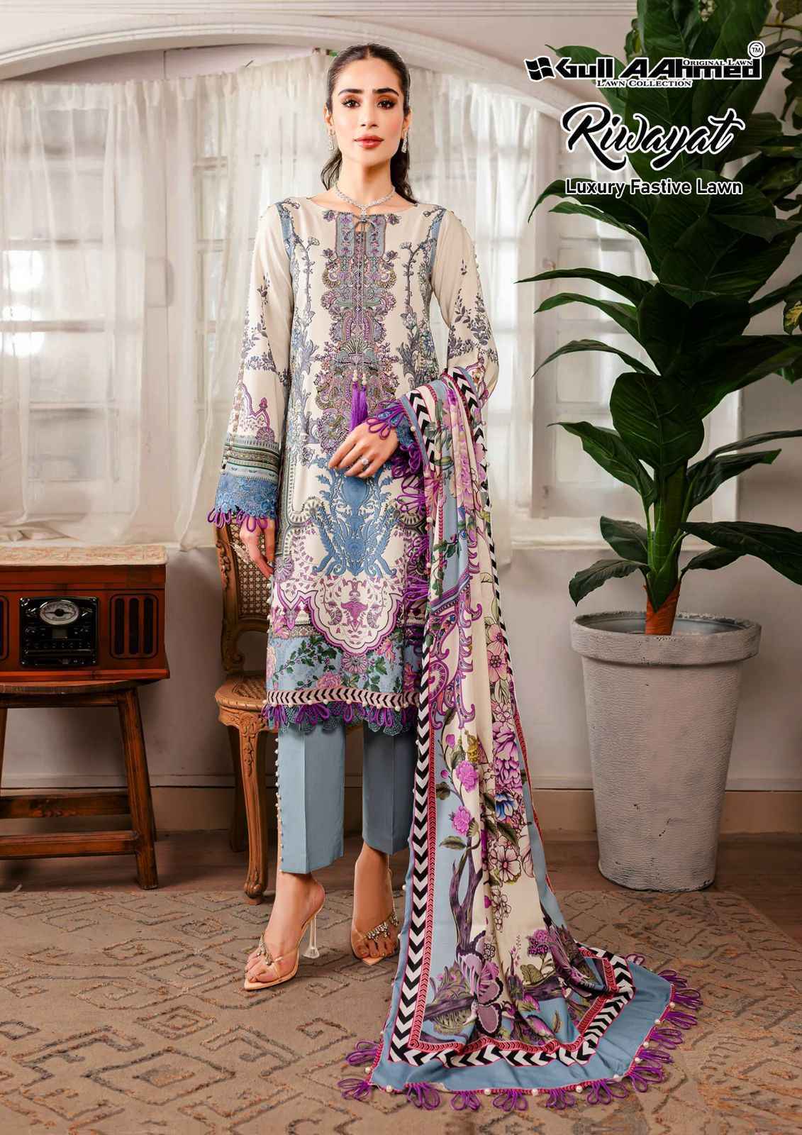 Gull Ahmed Lawn Collection Riwayat Vol 5 Dress Material 6 Pc Catalouge