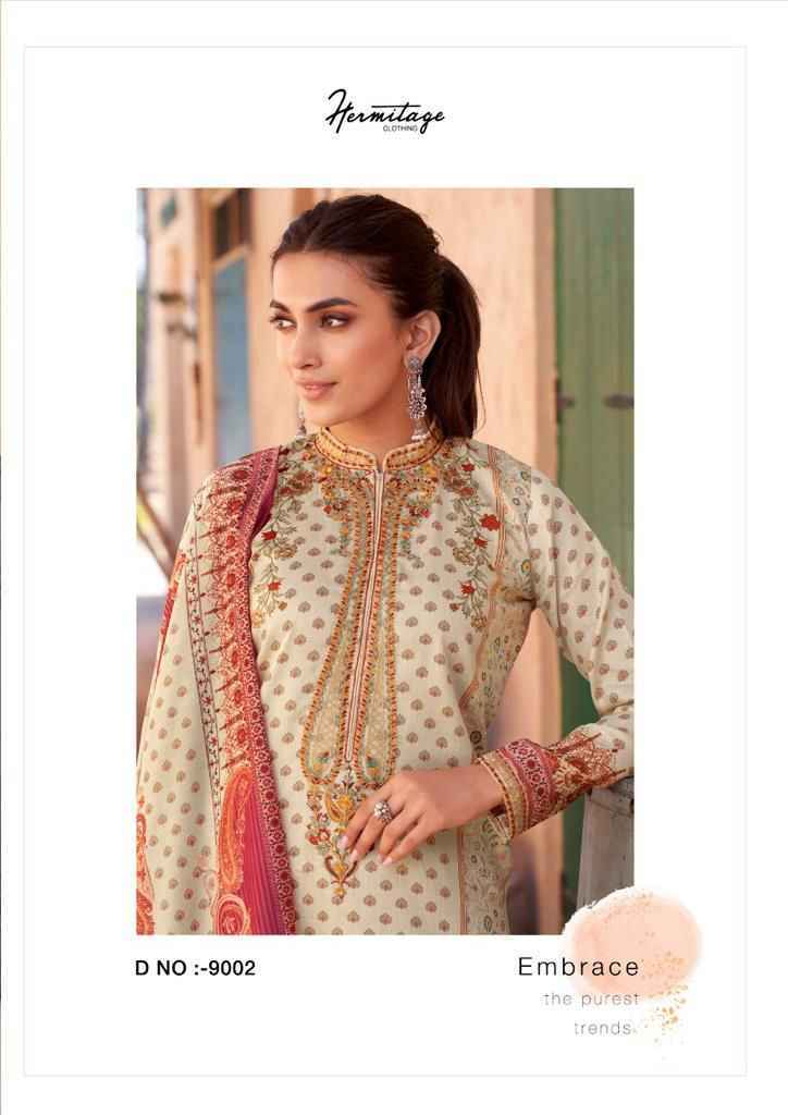 Hermitage Mehqada Jam Satin Dress Material 6 Pc Catalog