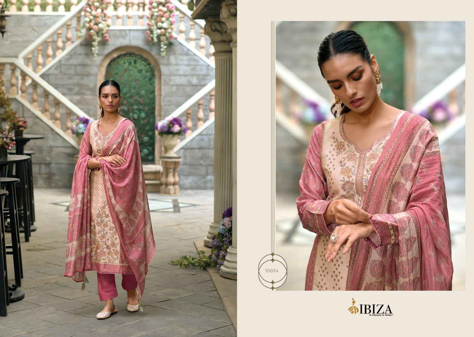 Ibiza Iznik Vol-3 Pure Simar Muslin Dress Material 7 Pc Catalog